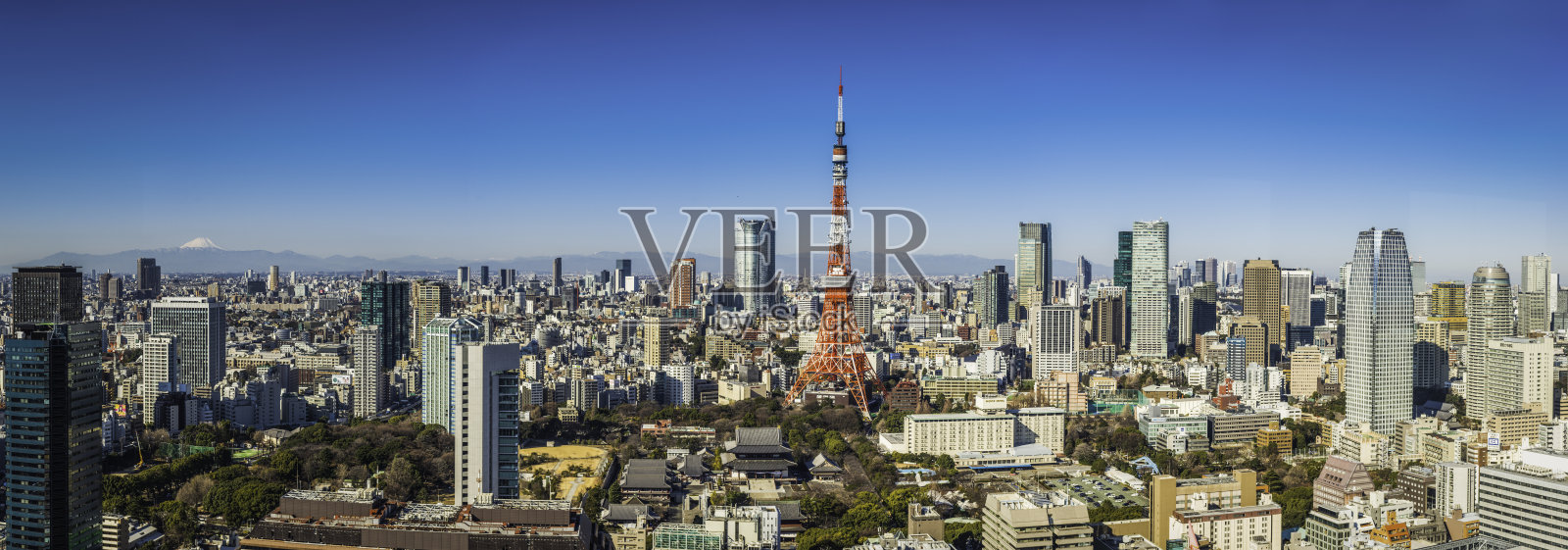 东京塔富士山和六本木摩天大楼挤满了日本的城市景观照片摄影图片