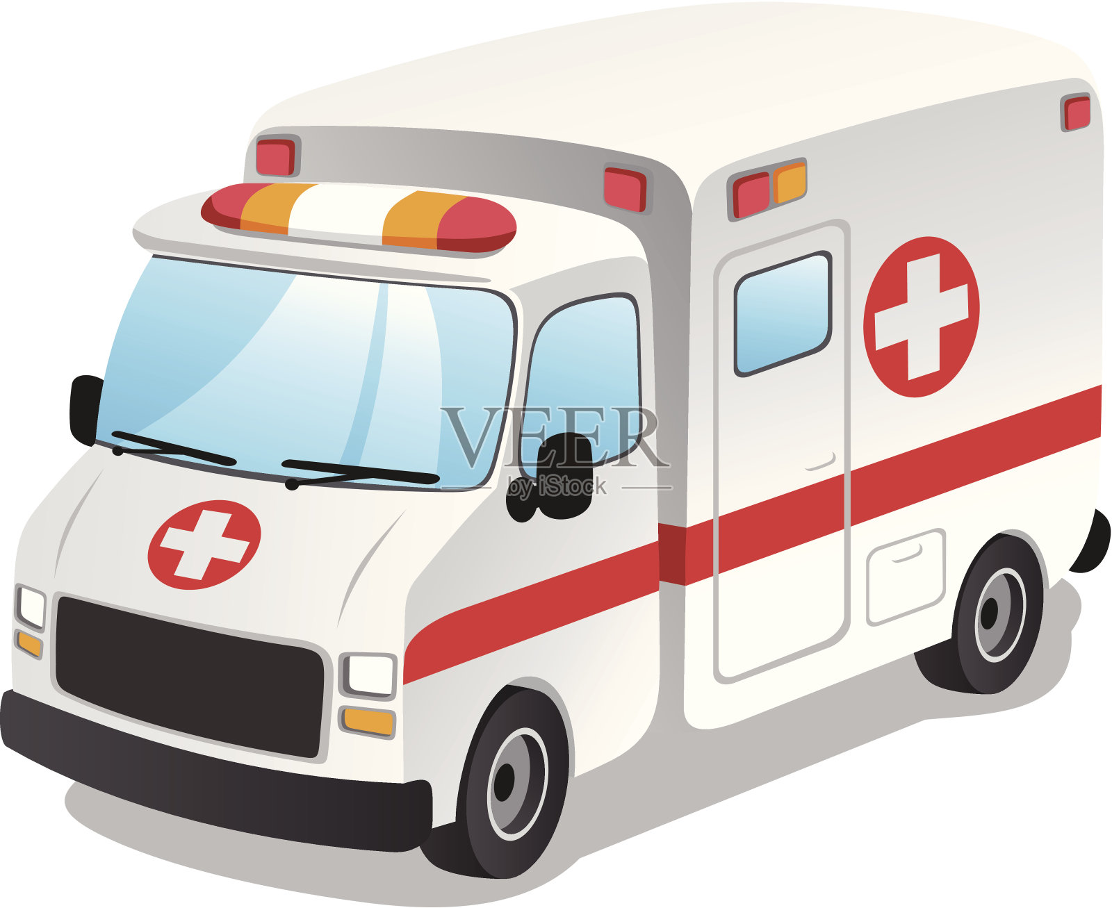 卡通救护车紧急救援服务插画图片素材