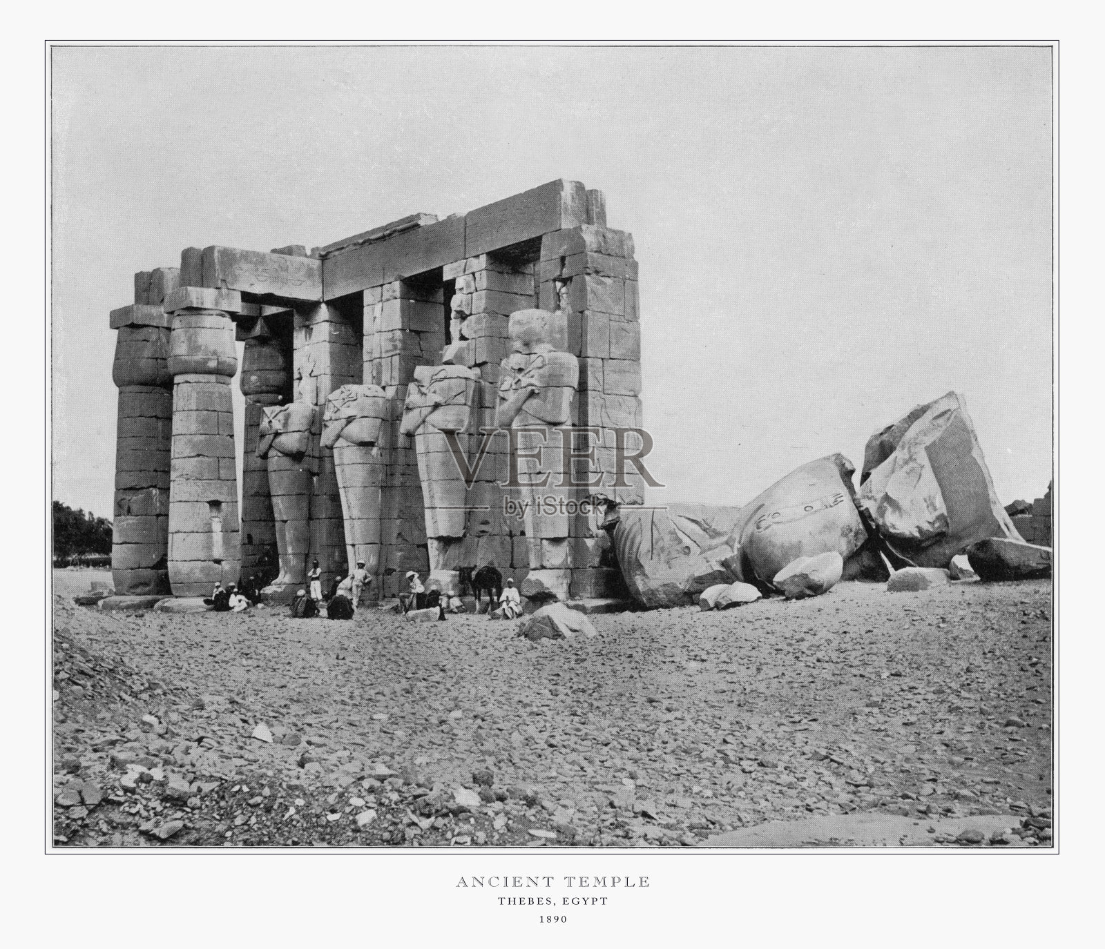 古神庙，底比斯，埃及，古埃及照片，1893照片摄影图片