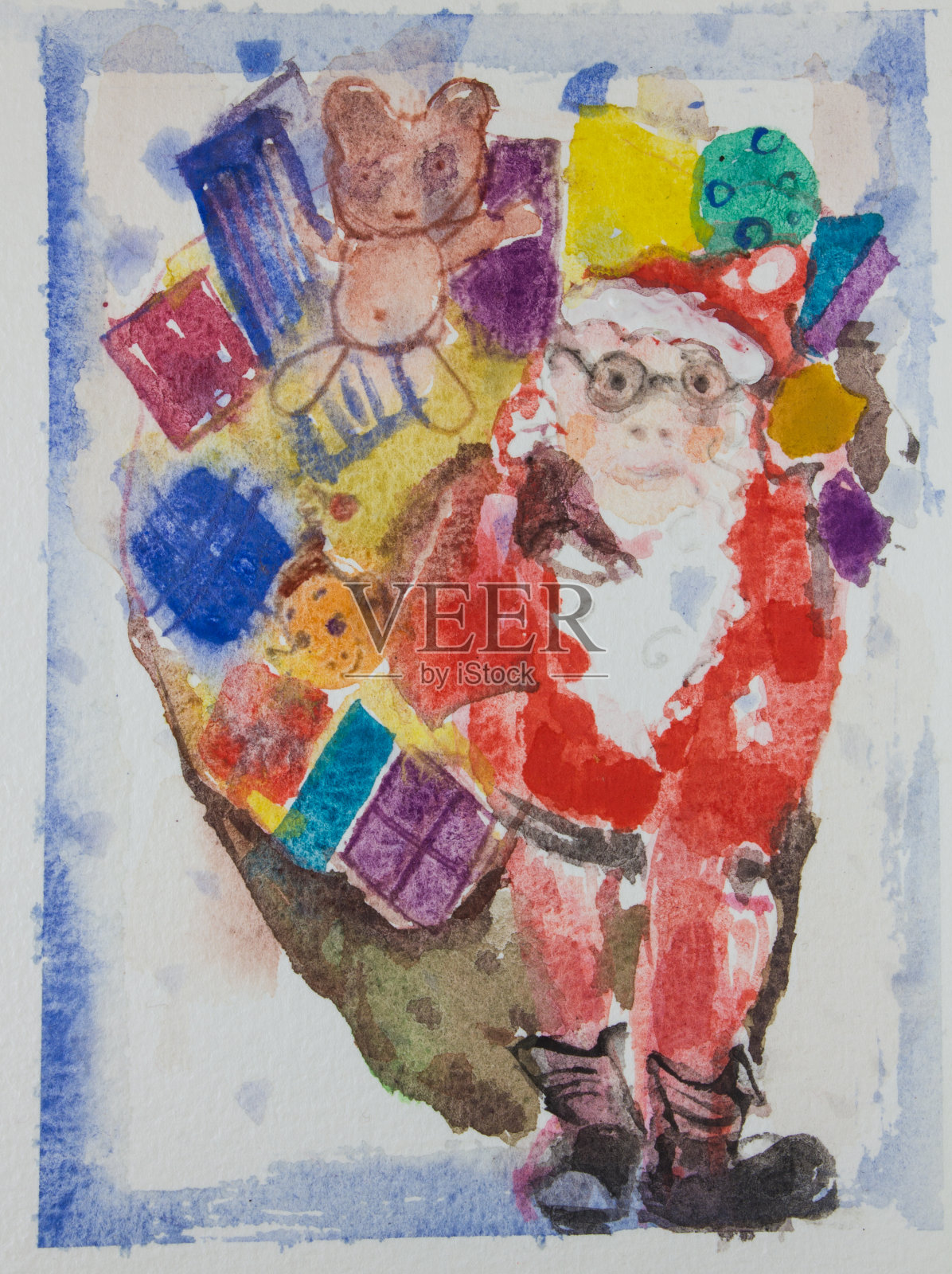圣诞老人-水彩插图插画图片素材