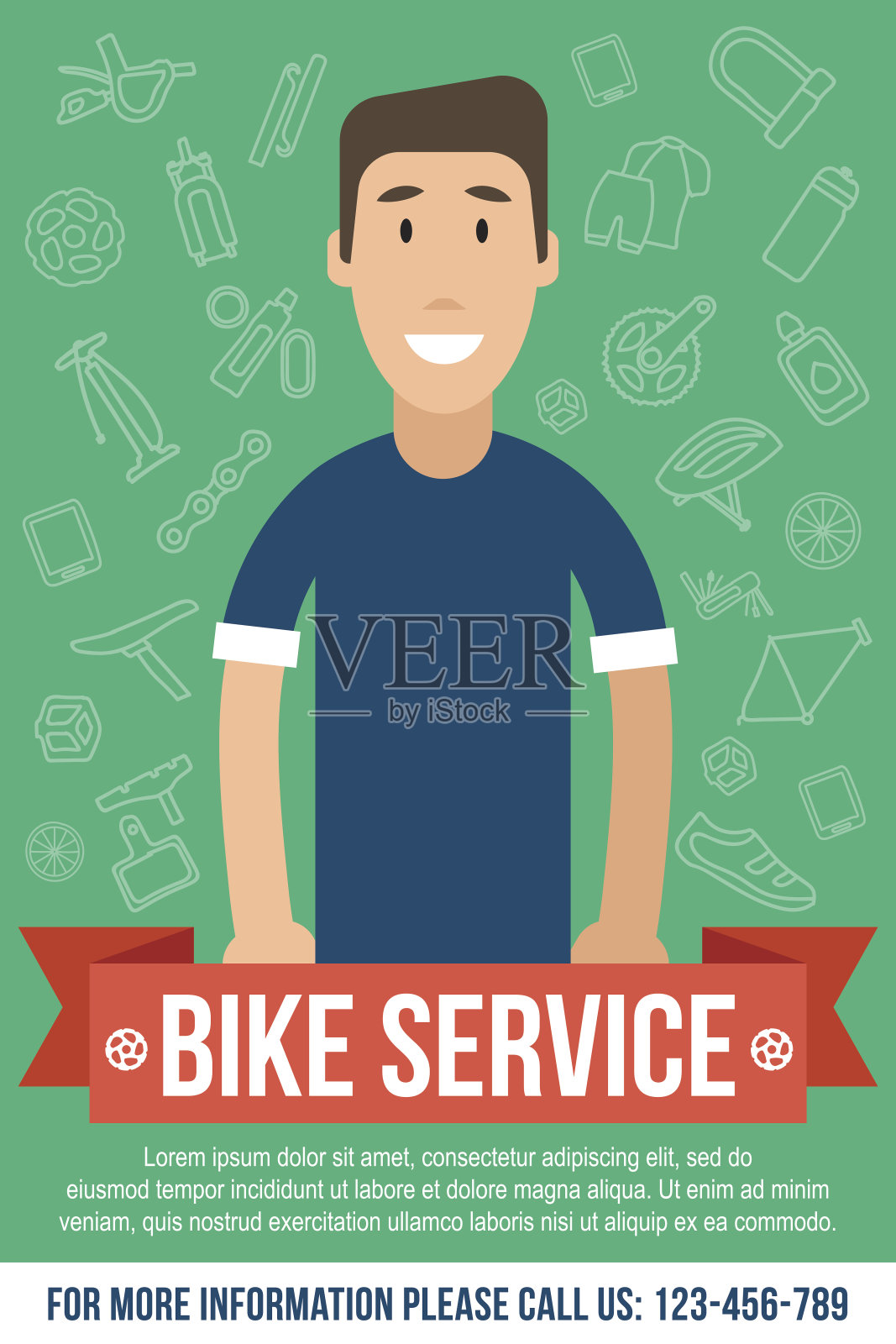 自行车服务的海报设计元素图片