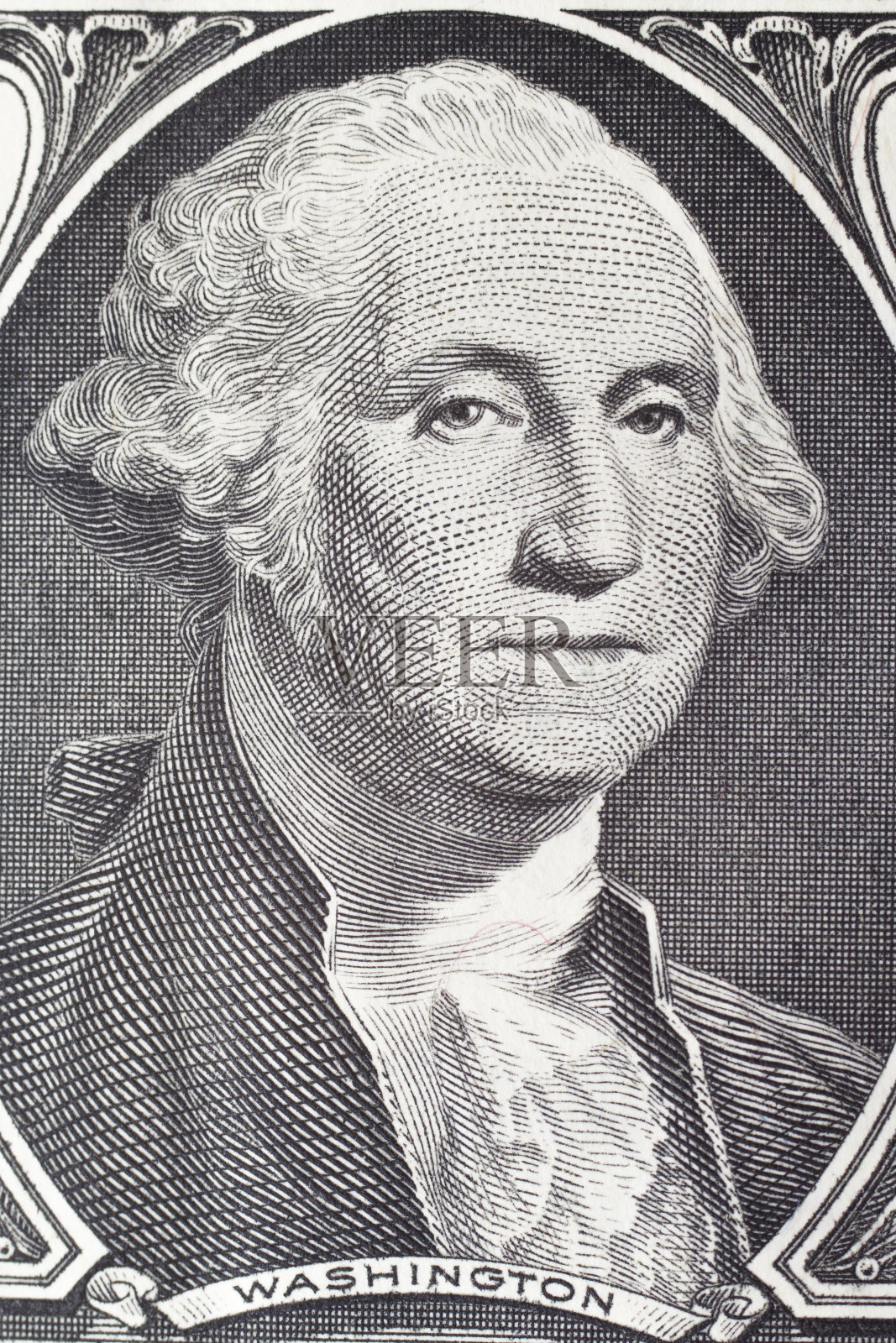 华盛顿乔治肖像上的美元钞票特写照片摄影图片