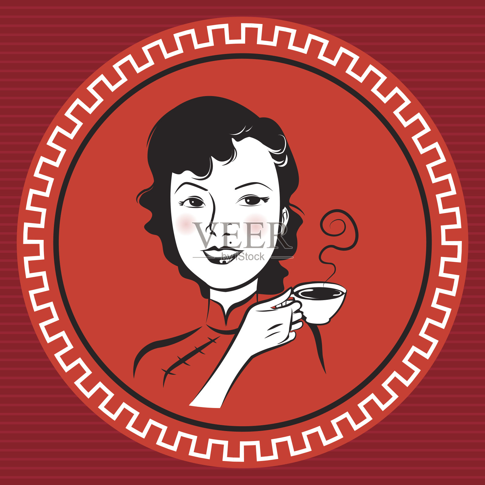 中国复古的人插画图片素材