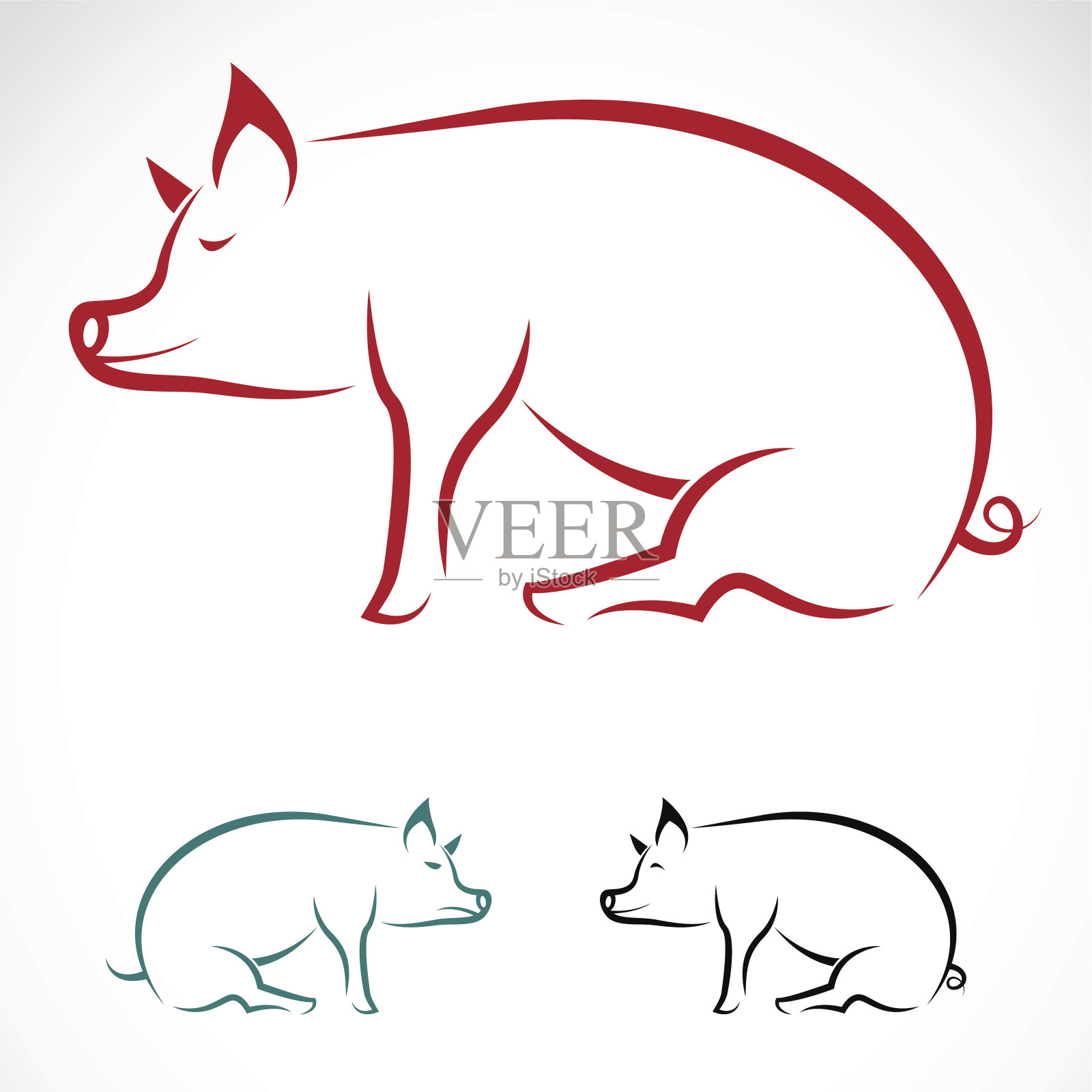猪的矢量图像插画图片素材