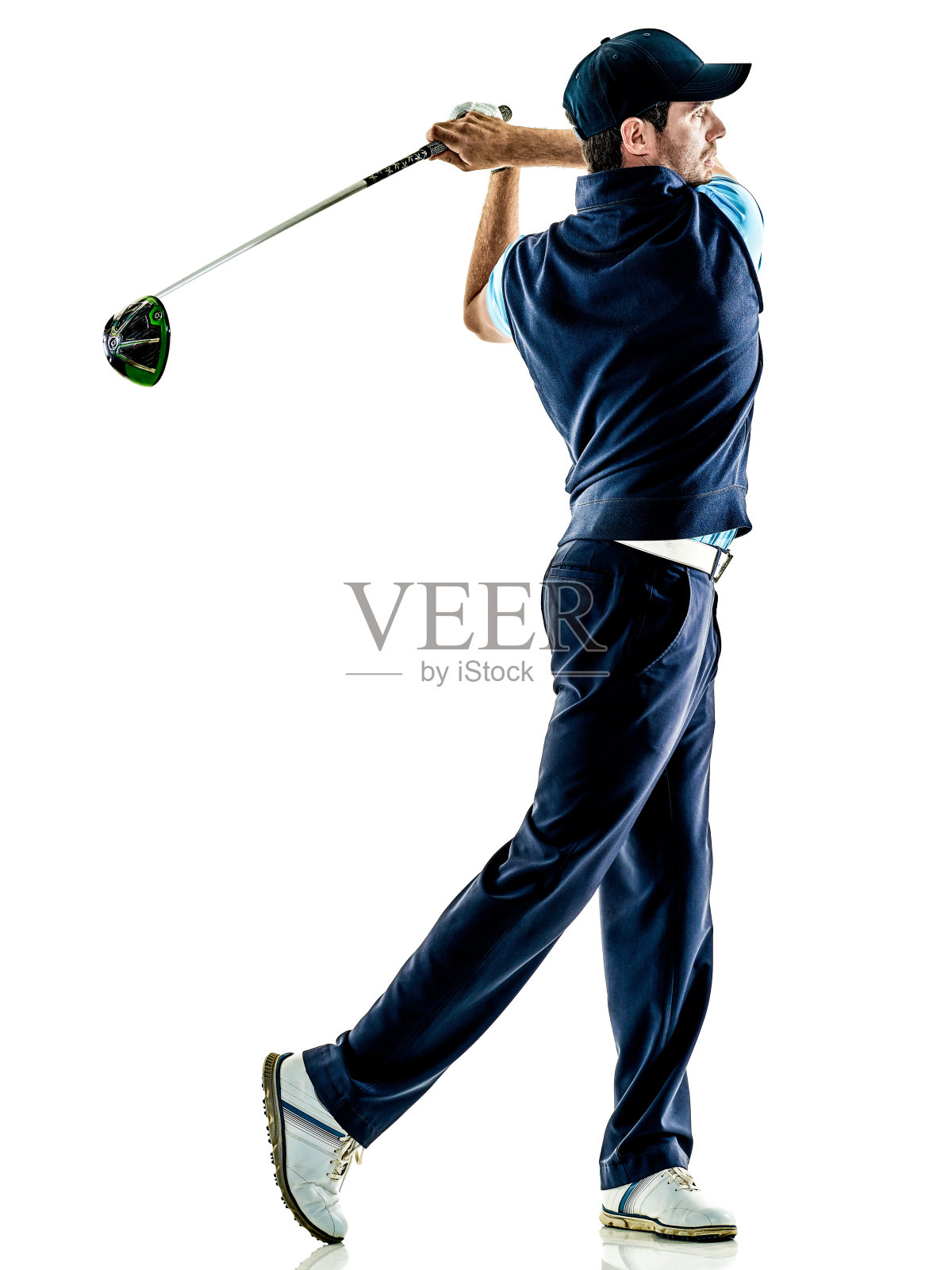 男子高尔夫球手高尔夫孤立的背景照片摄影图片
