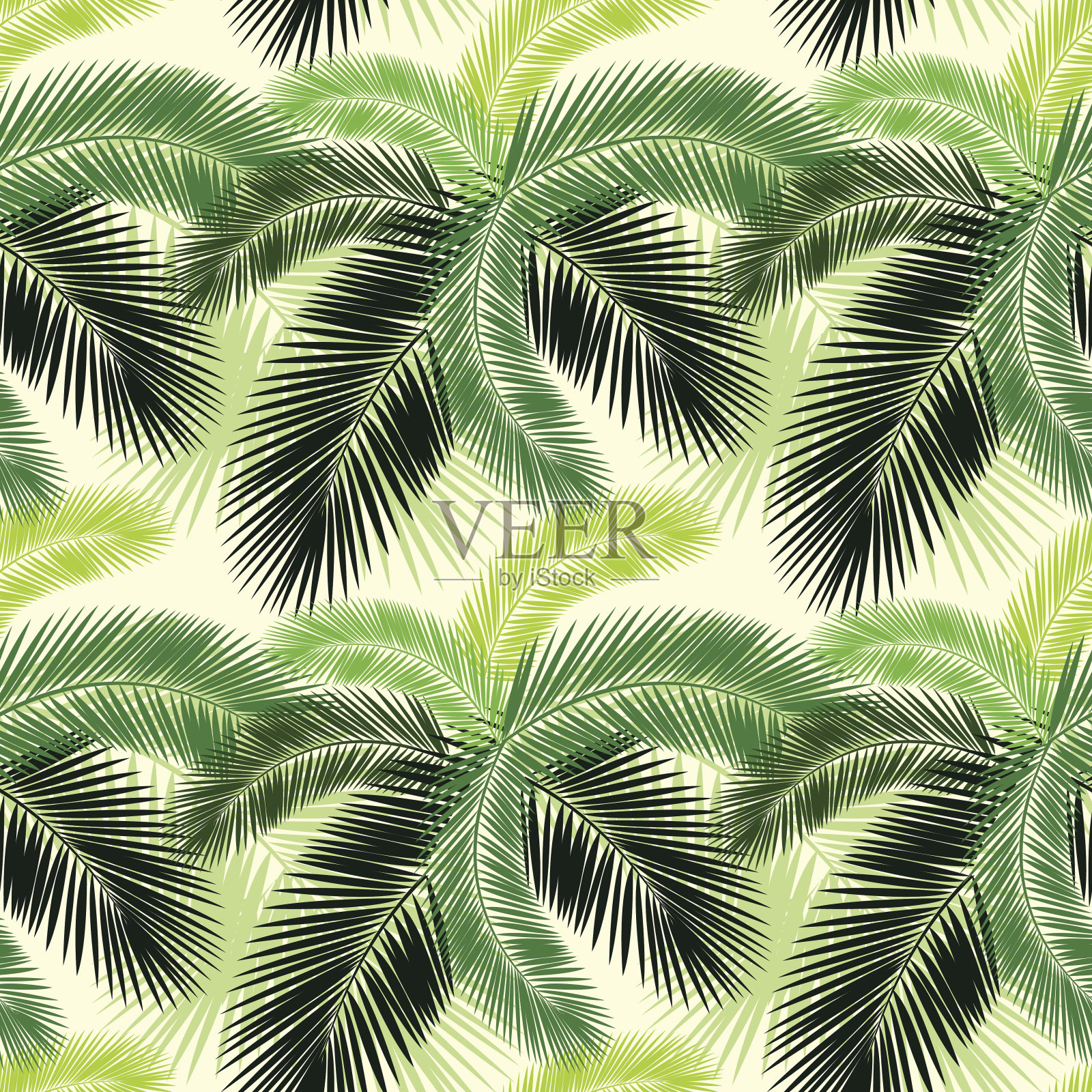 无缝彩色棕榈叶图案设计元素图片