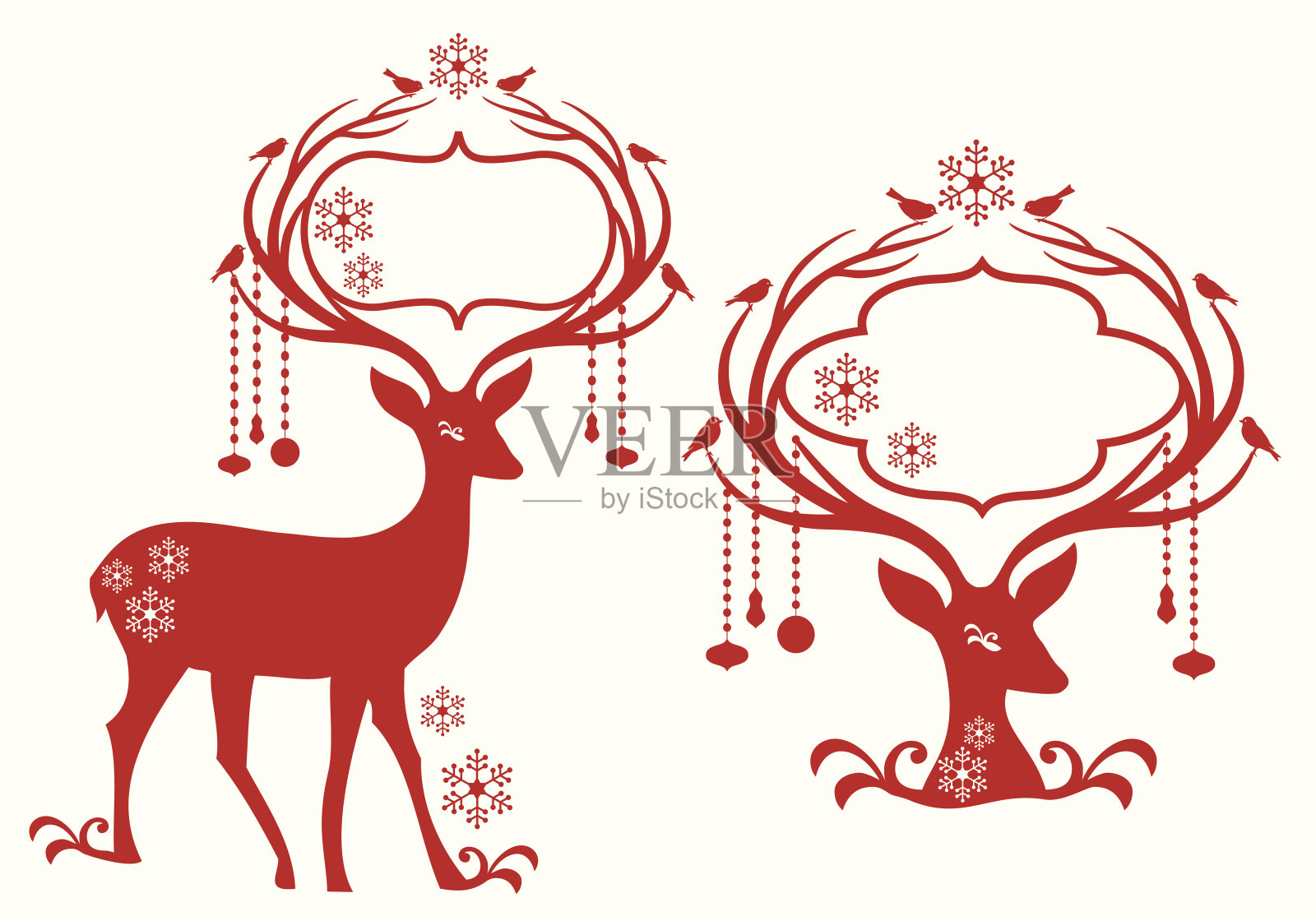 驯鹿圣诞相框插画图片素材