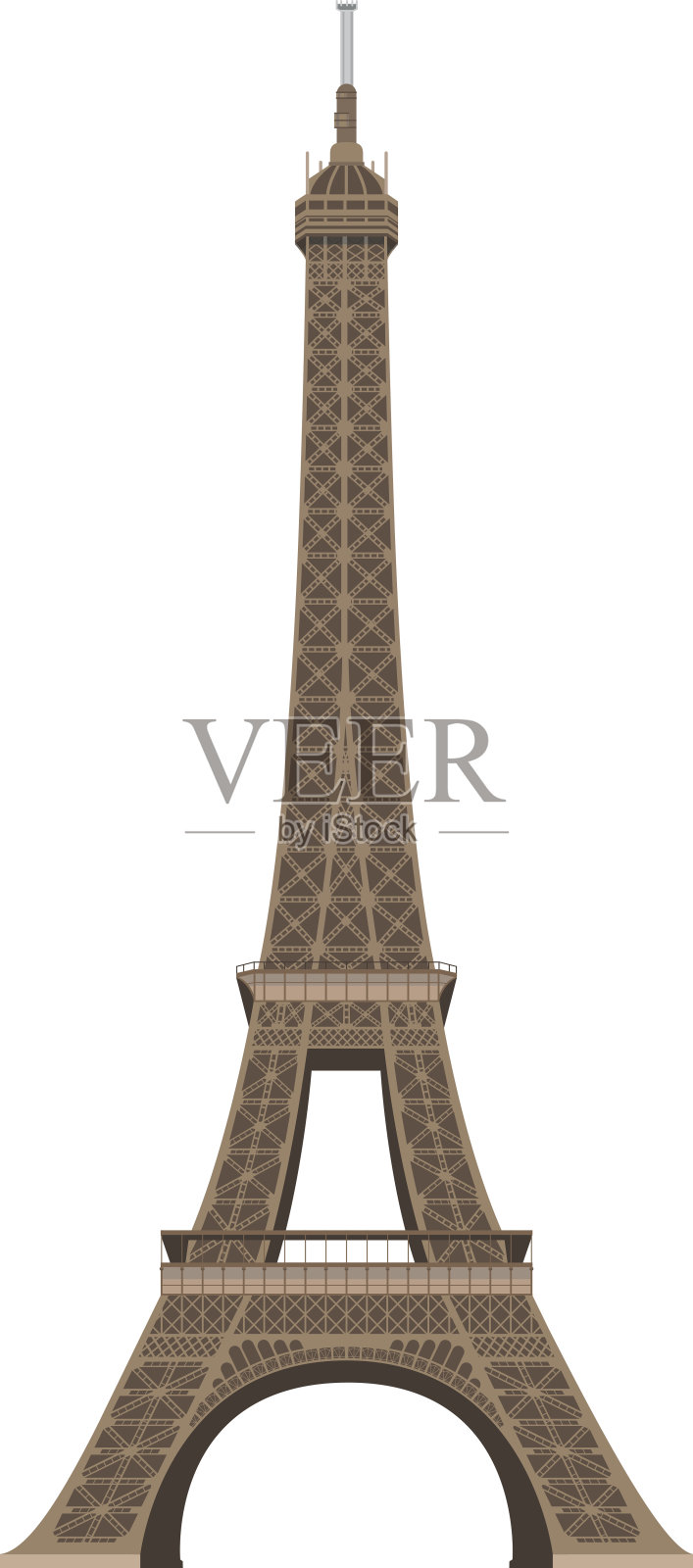 法国巴黎的埃菲尔铁塔。孤立在白色背景矢量插图。插画图片素材