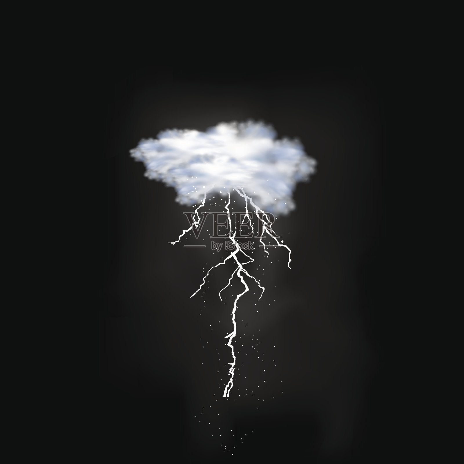 闪电击中天空背景插画图片素材