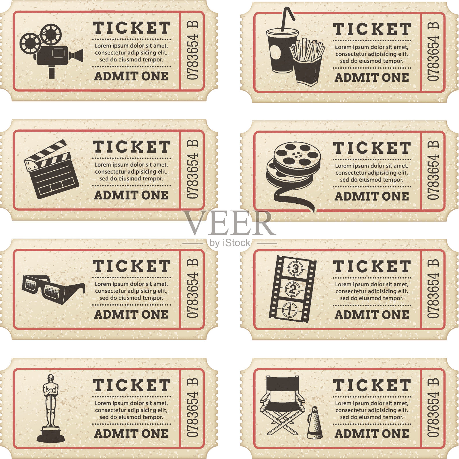 向量电影票设计模板素材