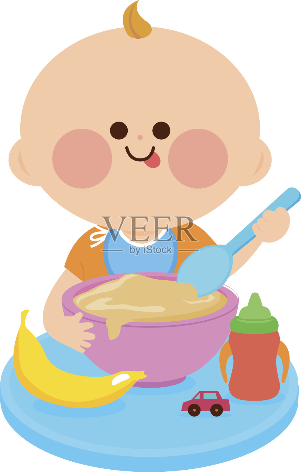 婴儿吃麦片设计元素图片
