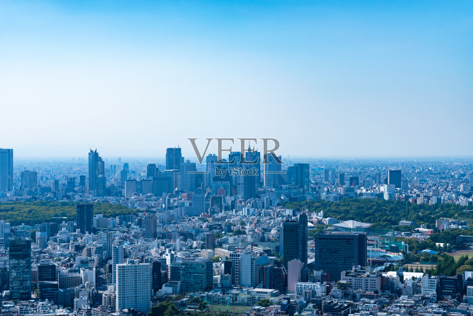东京城市景观全景城市景观晴朗的蓝天照片摄影图片