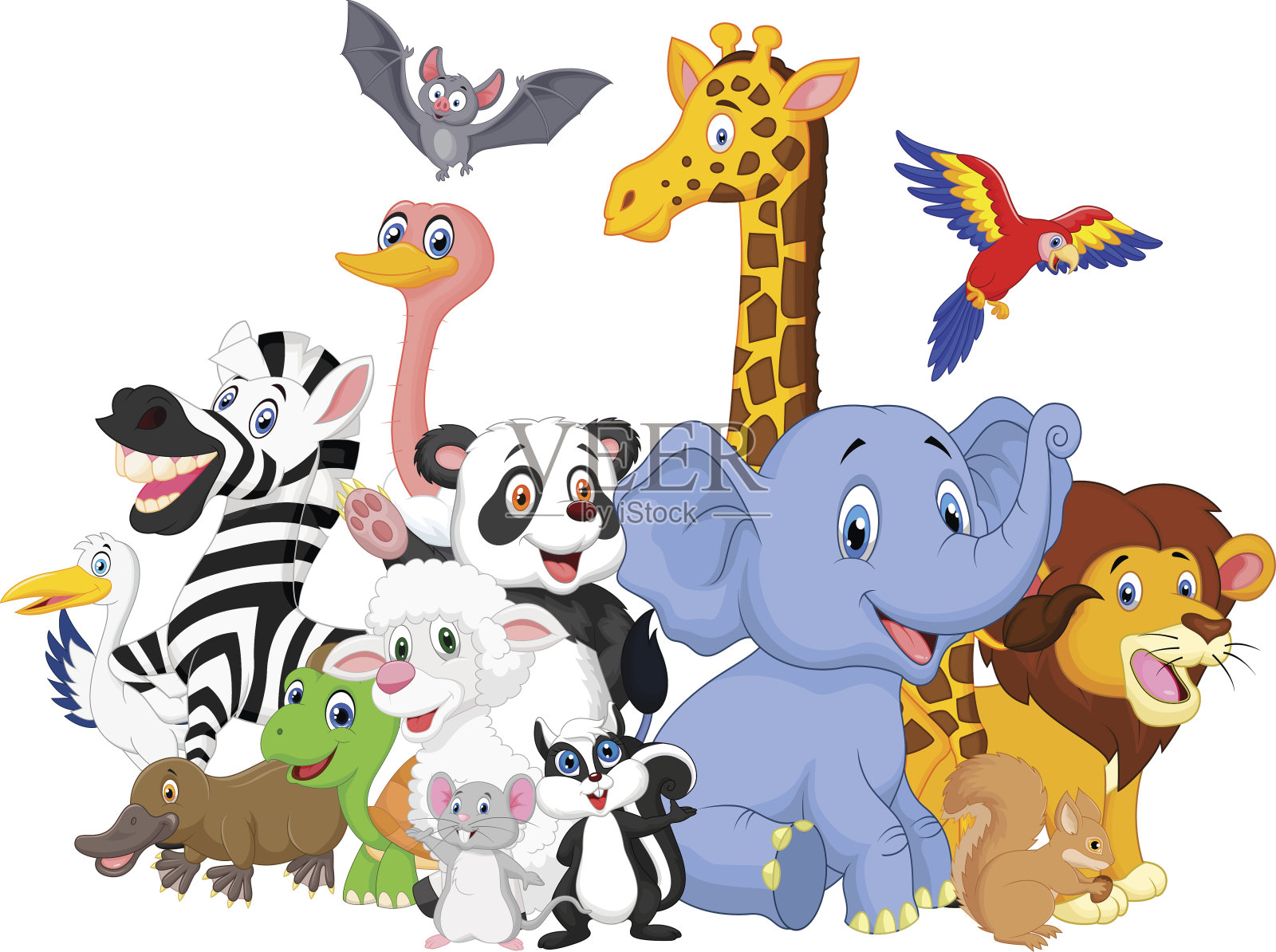 卡通野生动物背景插画图片素材