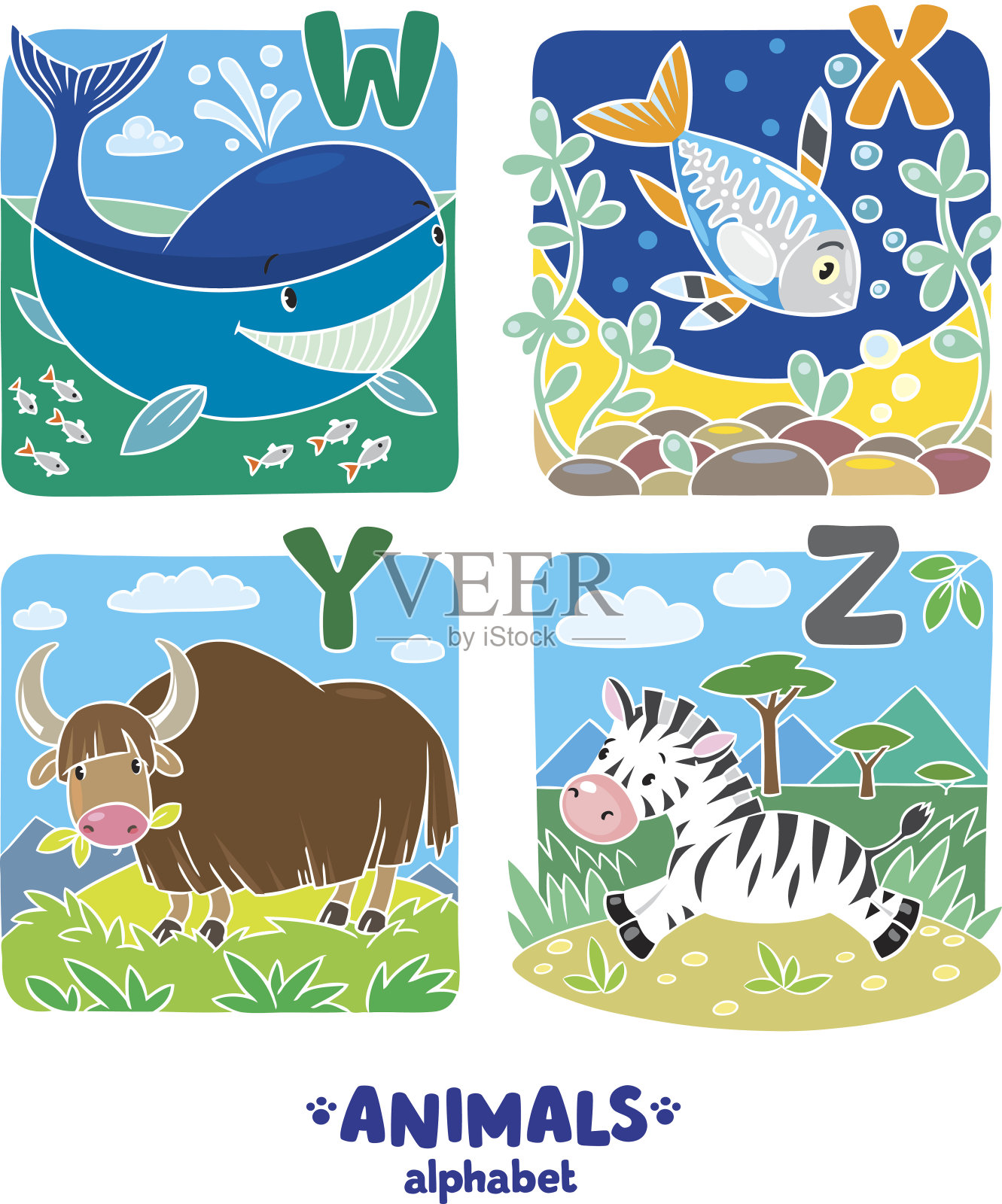 动物字母表或ABC。插画图片素材