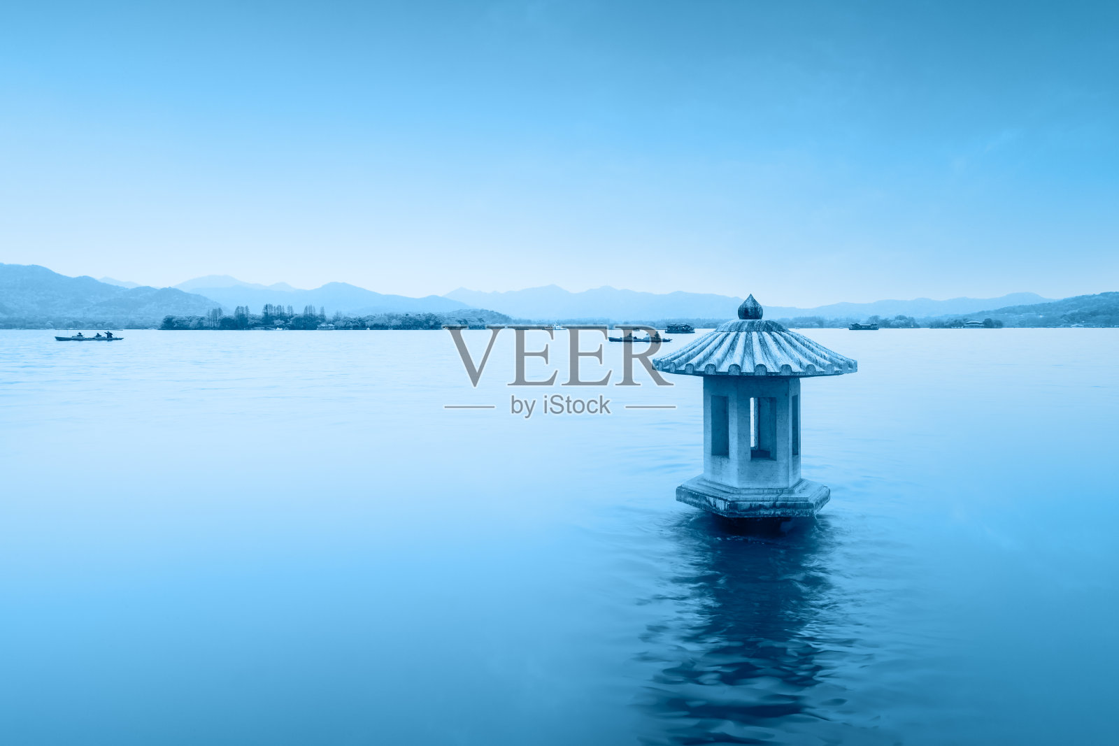 暮色中的杭州西湖风光，中国照片摄影图片