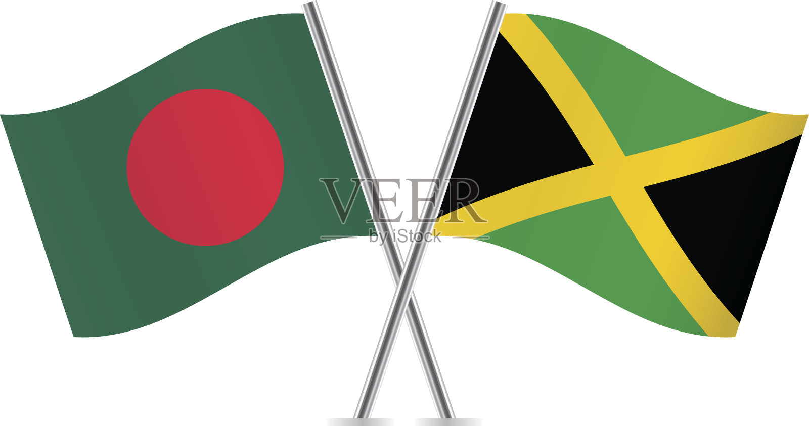 牙买加和孟加拉国的国旗。向量。插画图片素材