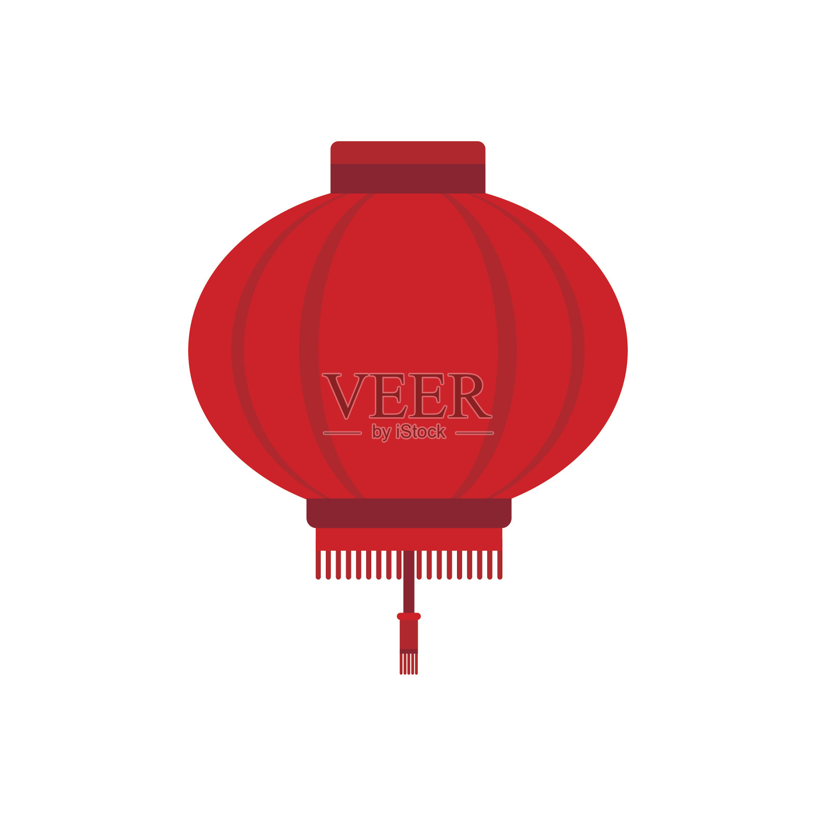 红色中国灯笼图标，扁平化风格设计元素图片