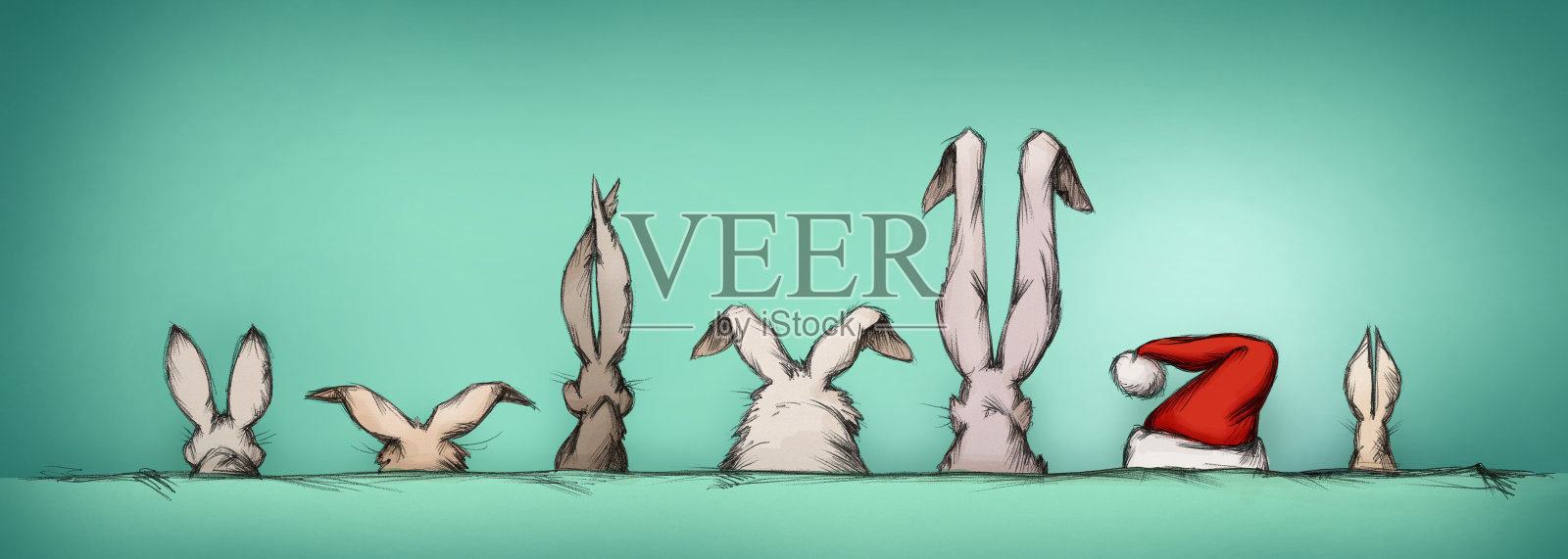 一些复活节兔子和惊喜客人插画图片素材