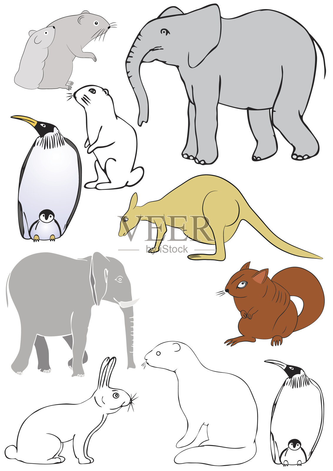 不同向量的动物插画图片素材