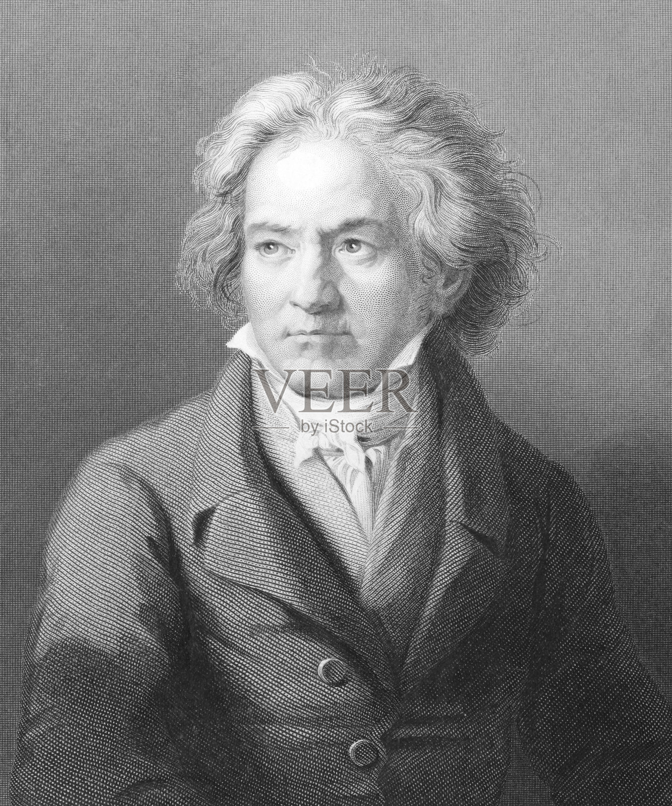 一幅路德维希·凡·贝多芬的铅笔画肖像插画图片素材