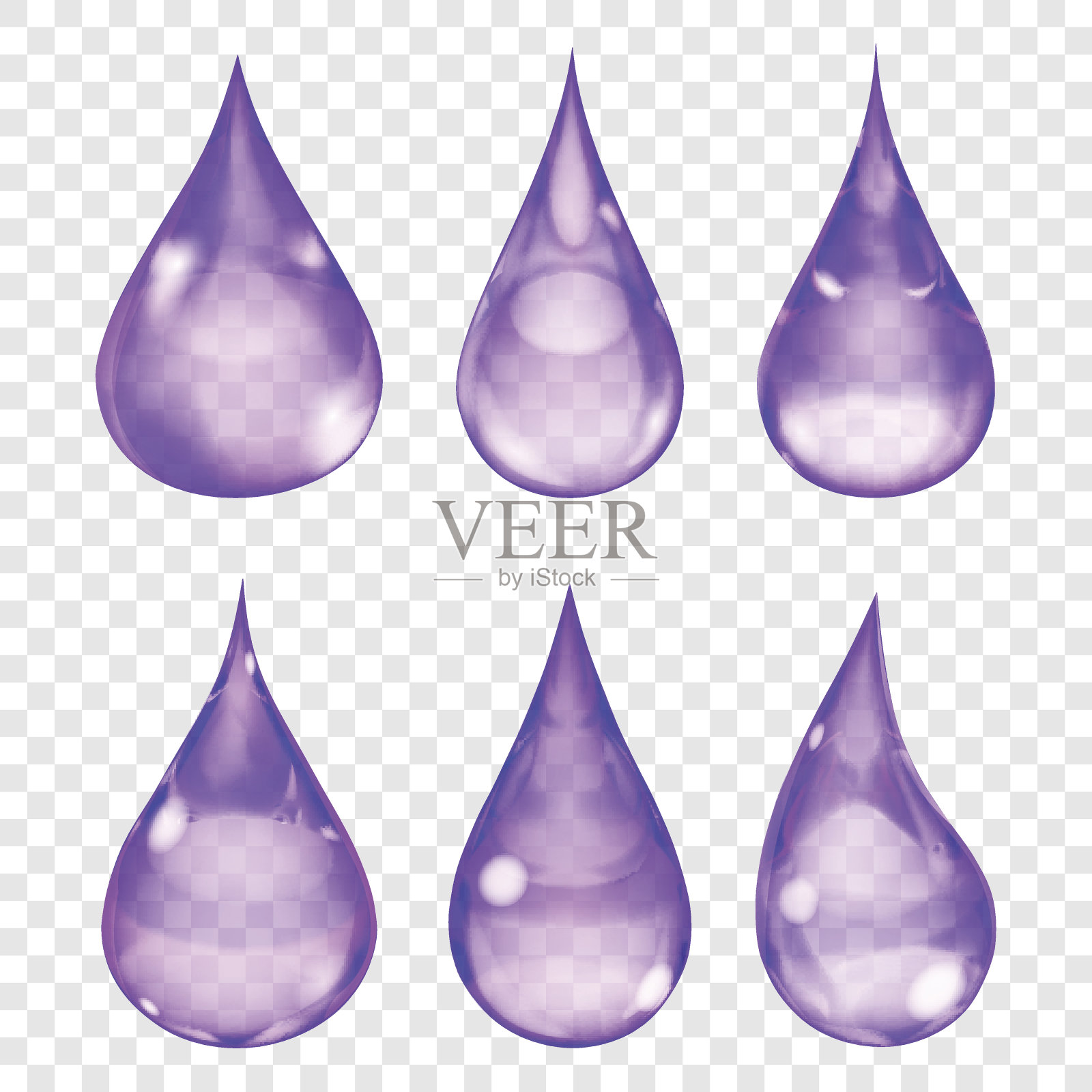 透明的紫色滴设计元素图片
