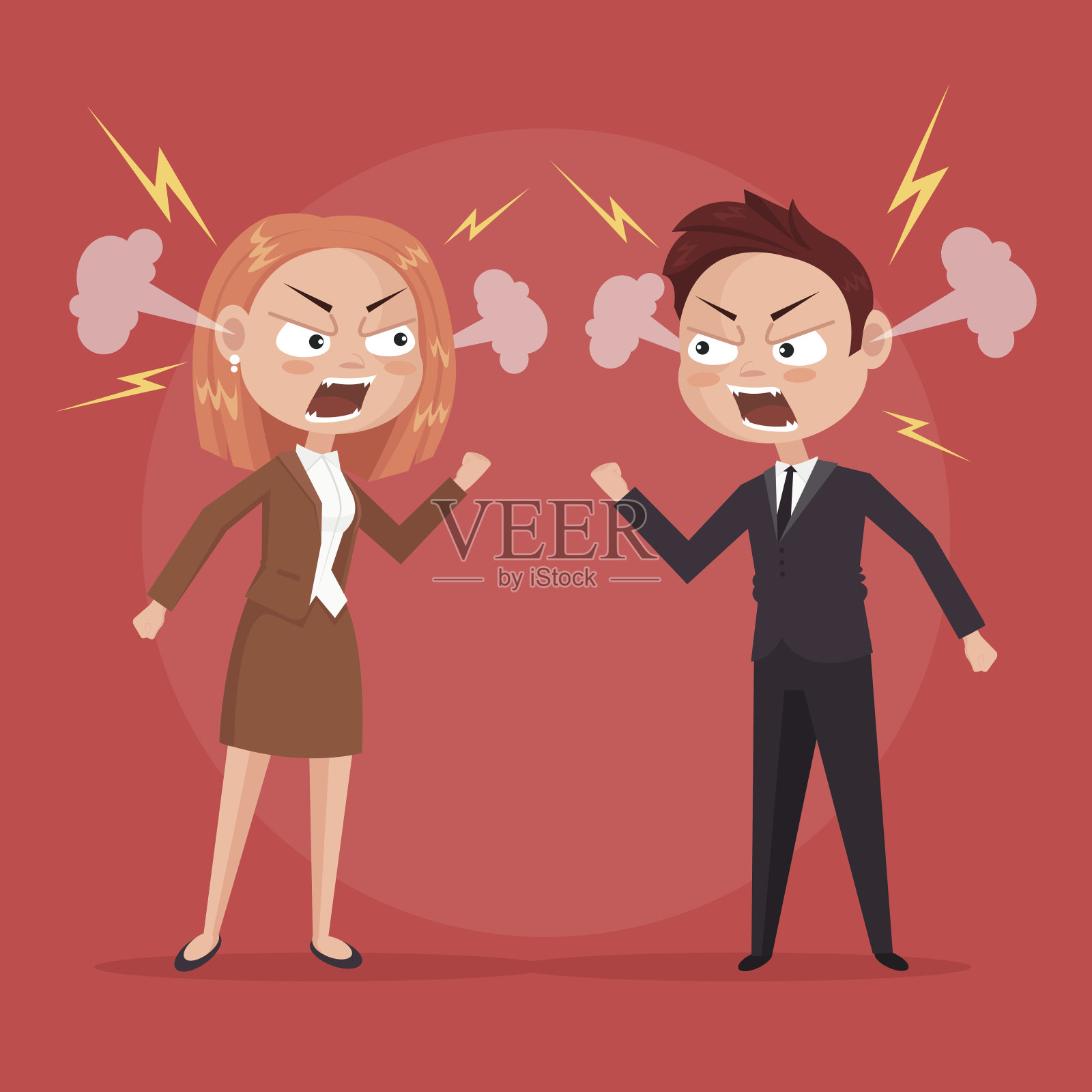 男人和女人的办公室职员性格争吵插画图片素材