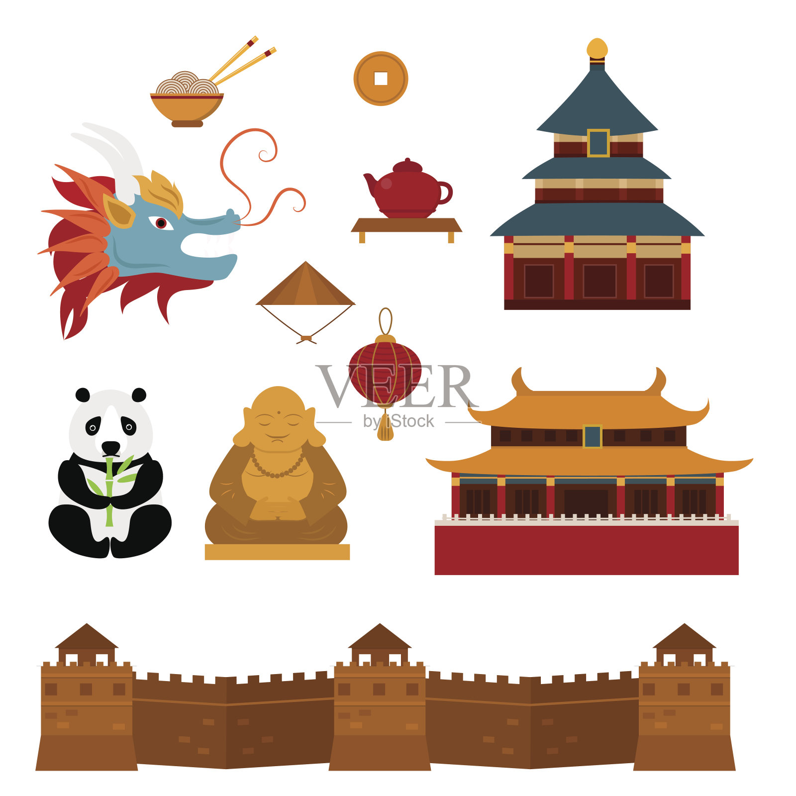中国亚洲东方装饰观光节黄金古老传统文化载体插画插画图片素材