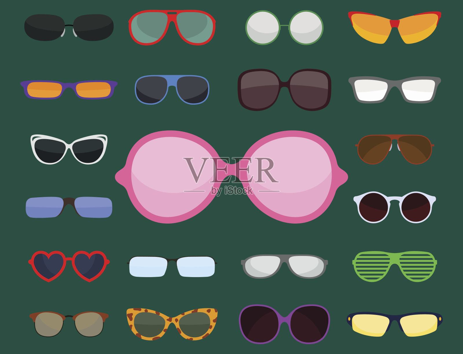 时尚太阳镜配件太阳眼镜塑料框架现代眼镜矢量插图插画图片素材