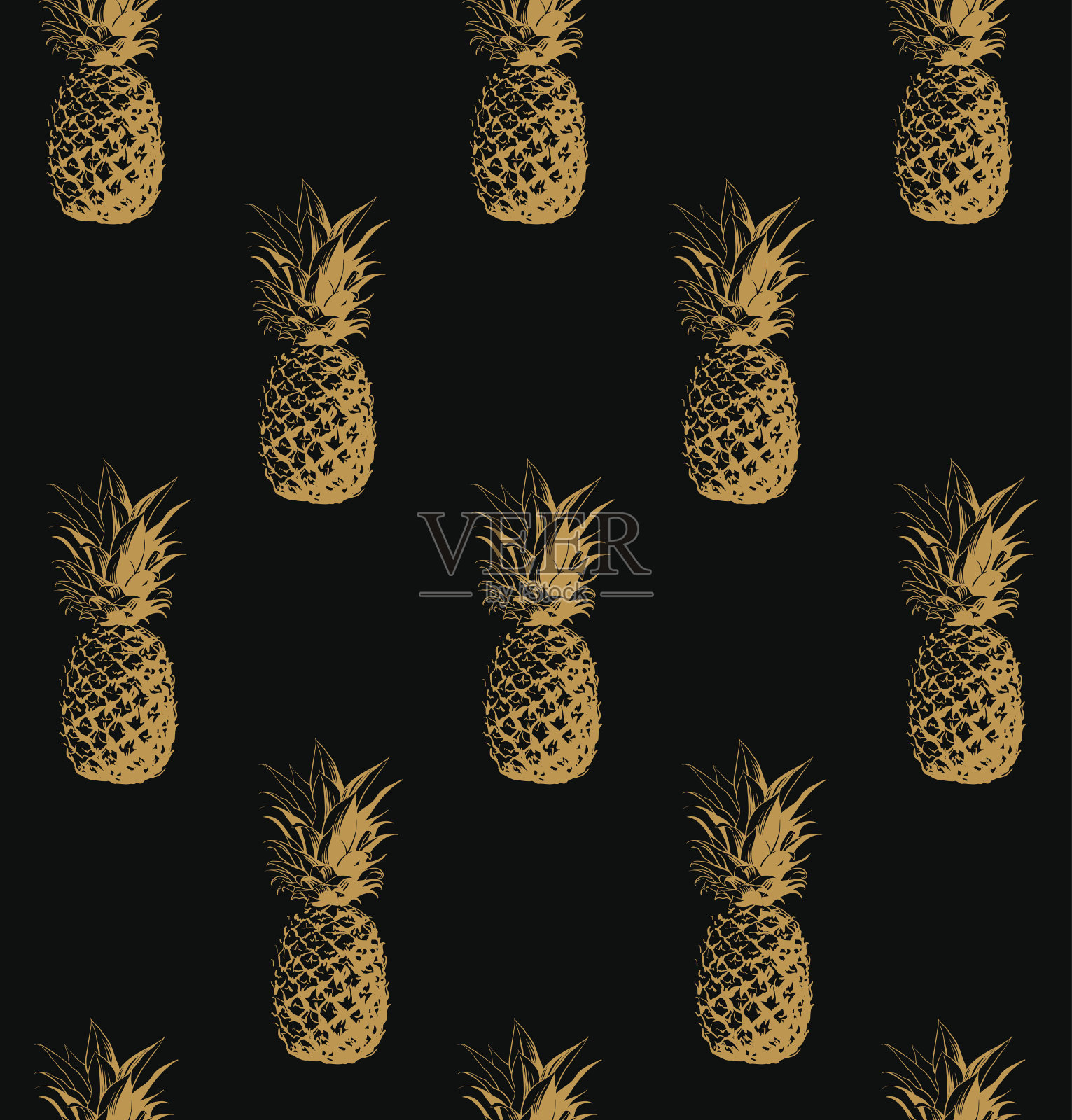 金菠萝背景。插画图片素材