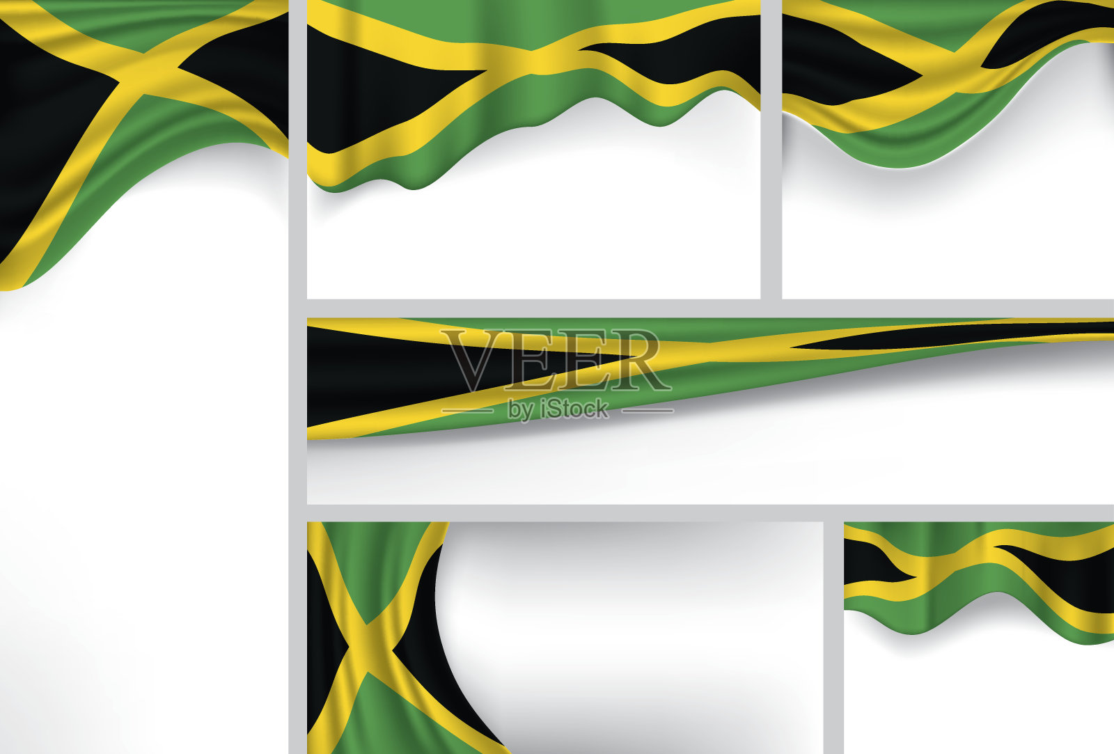 矢量牙买加国旗，牙买加颜色(矢量艺术)插画图片素材