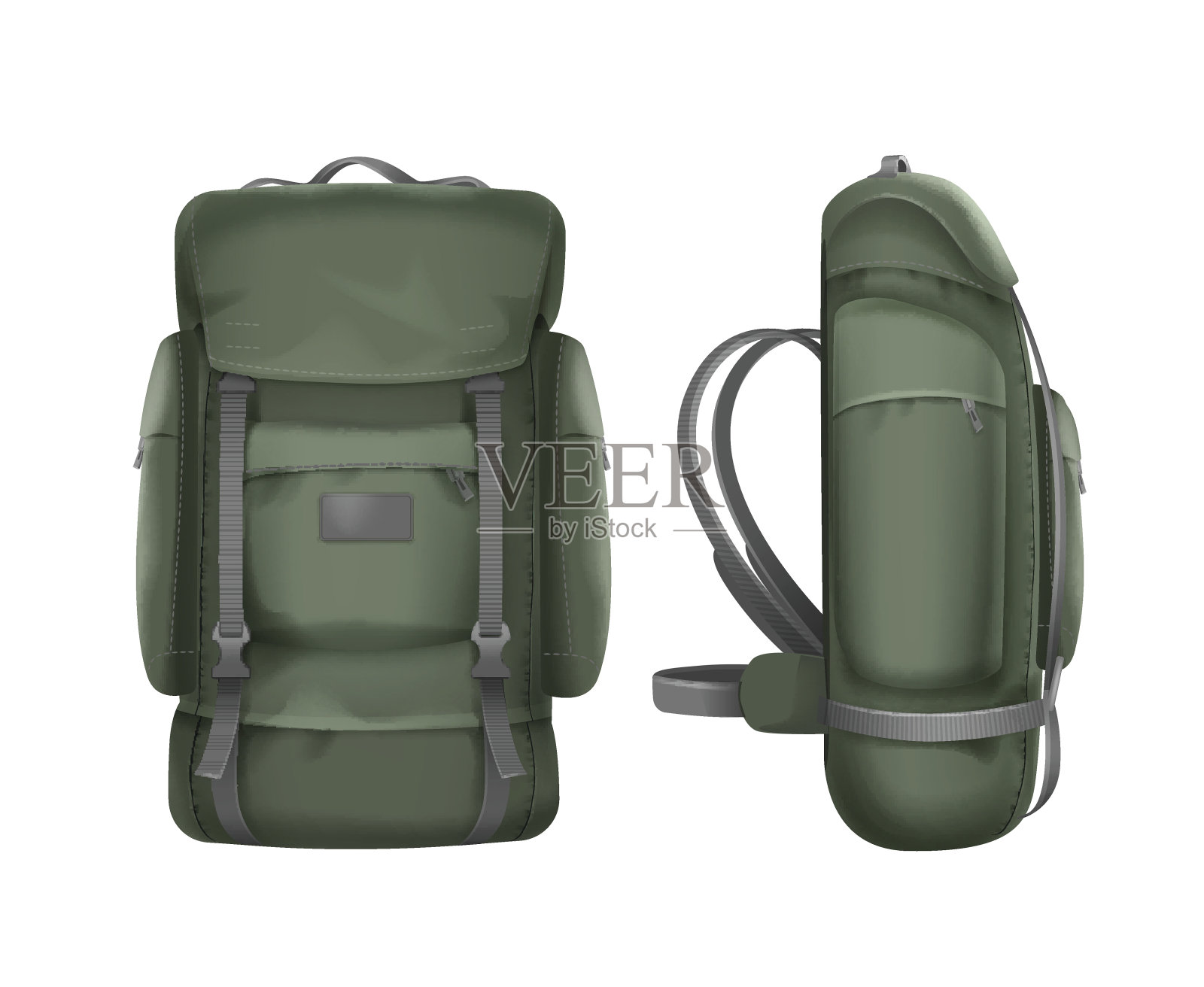 绿色大旅行背包设计元素图片