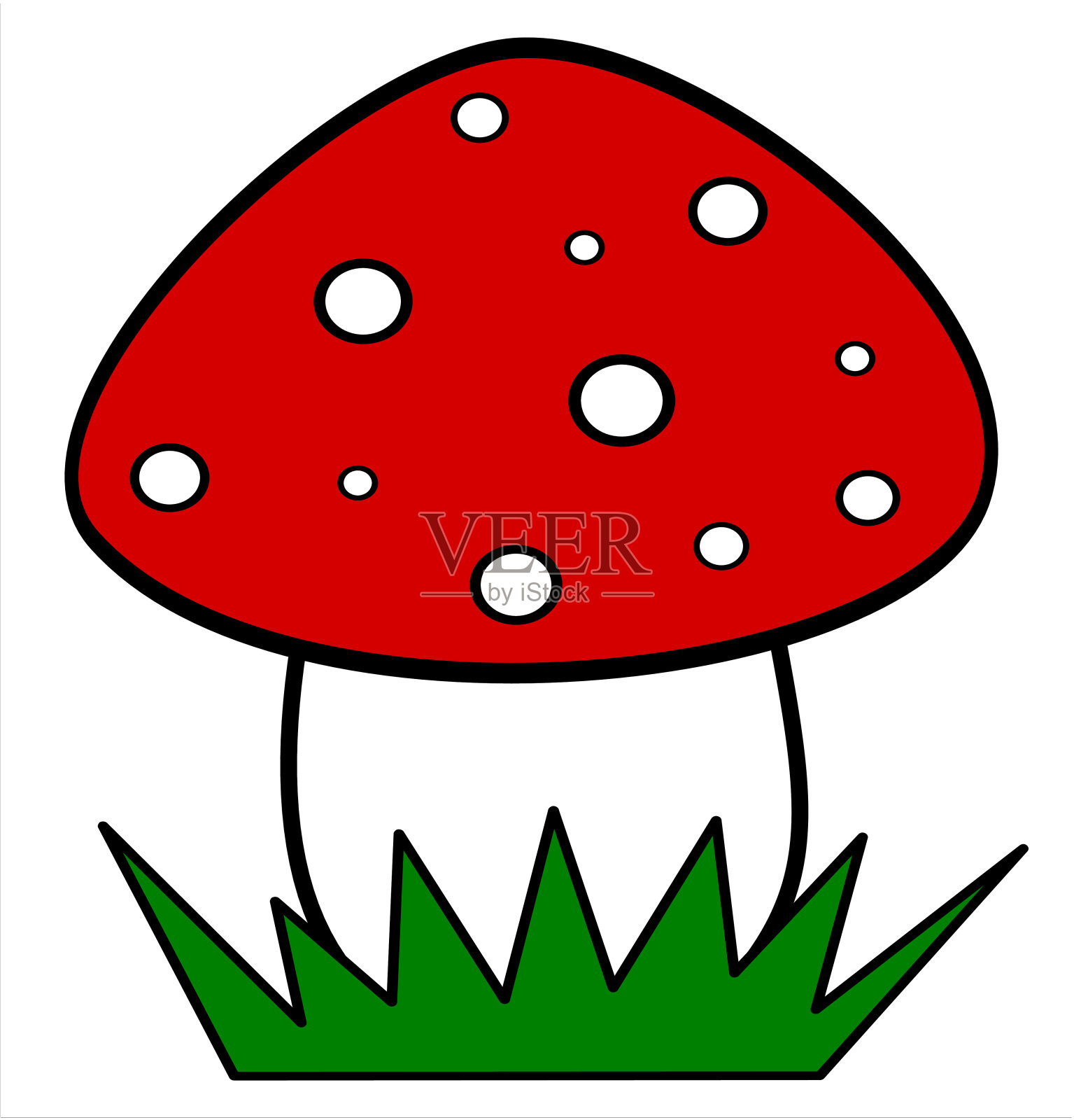 可爱的卡通红色蘑菇孤立在白色背景矢量插图插画图片素材