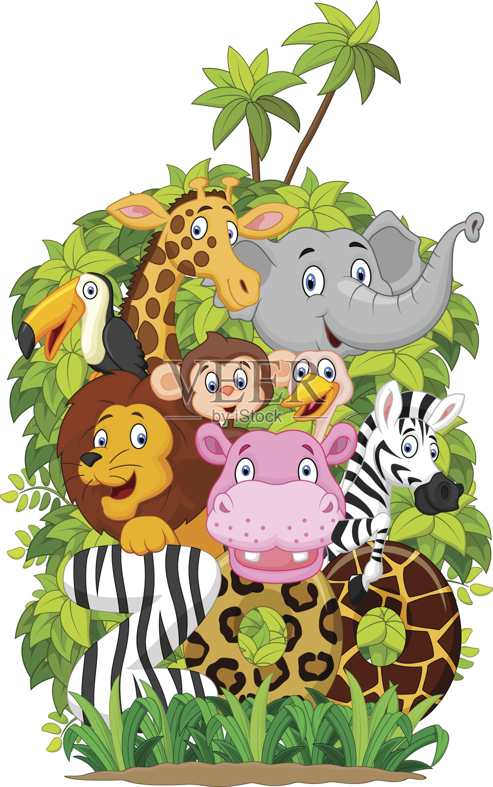 动物园的卡通收藏动物插画图片素材