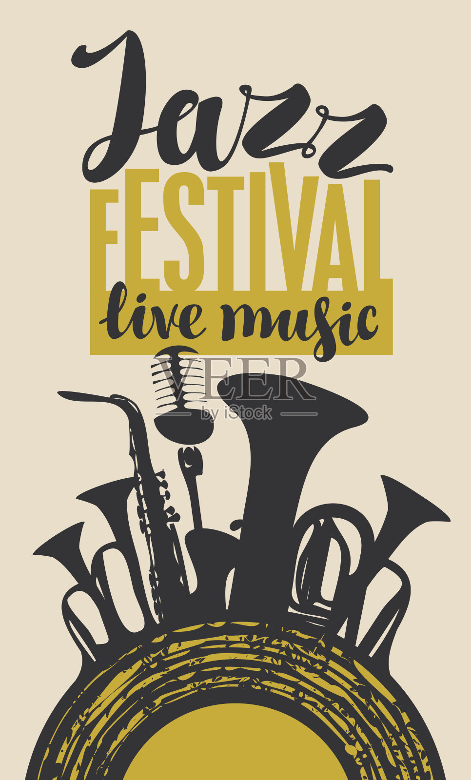 爵士音乐节的管乐器海报设计模板素材