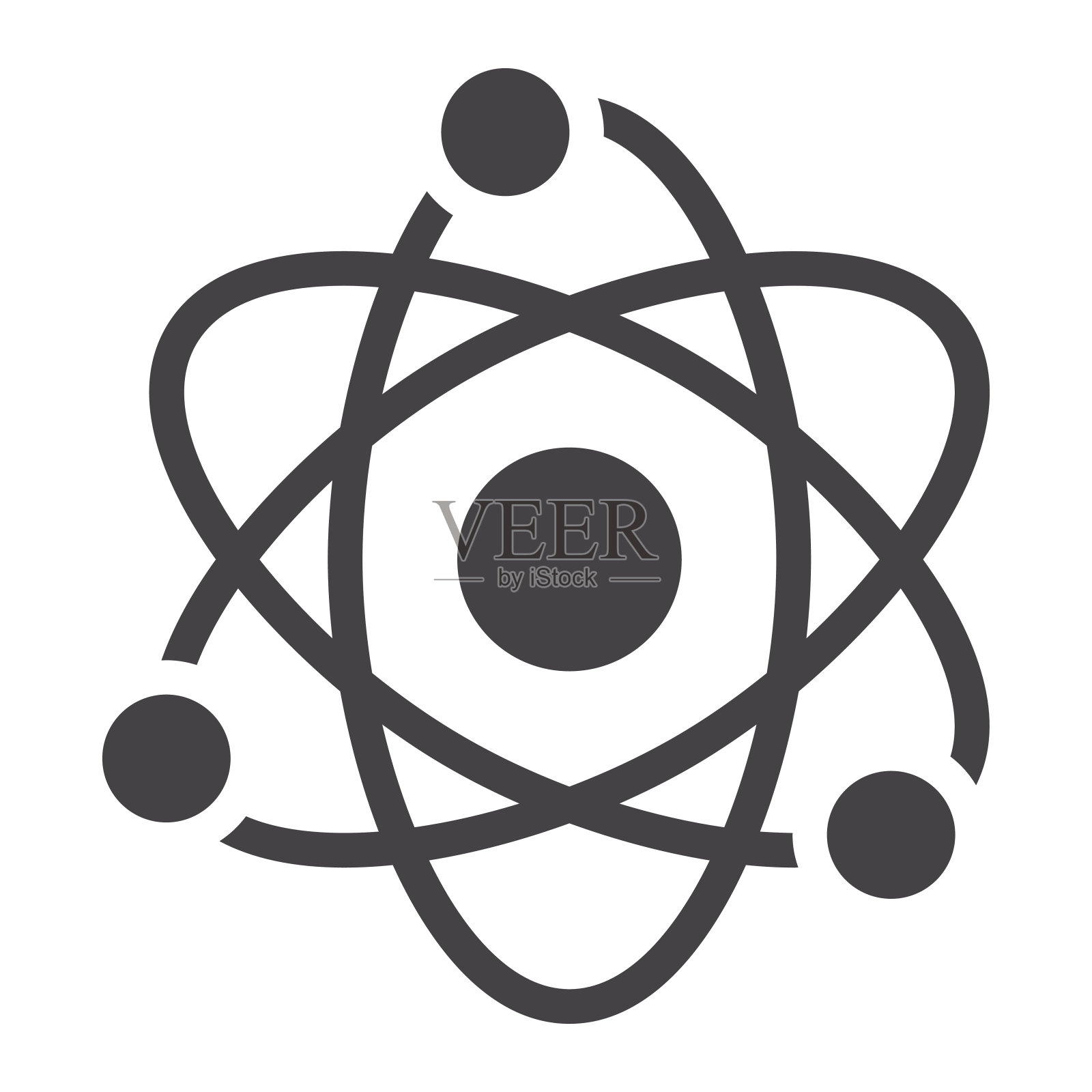 原子固体图标，教育和物理，矢量图形，白色背景上的填充模式，eps 10。插画图片素材
