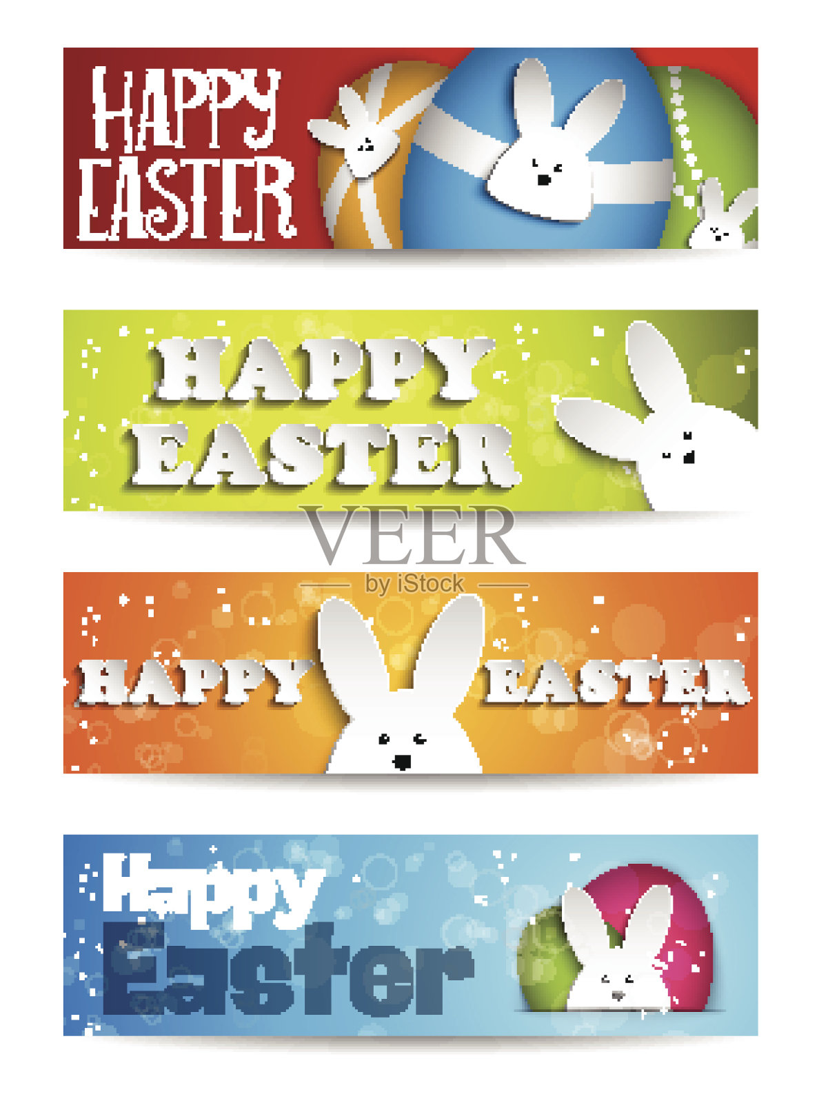 复活节兔子兔子系列横幅快乐插画图片素材
