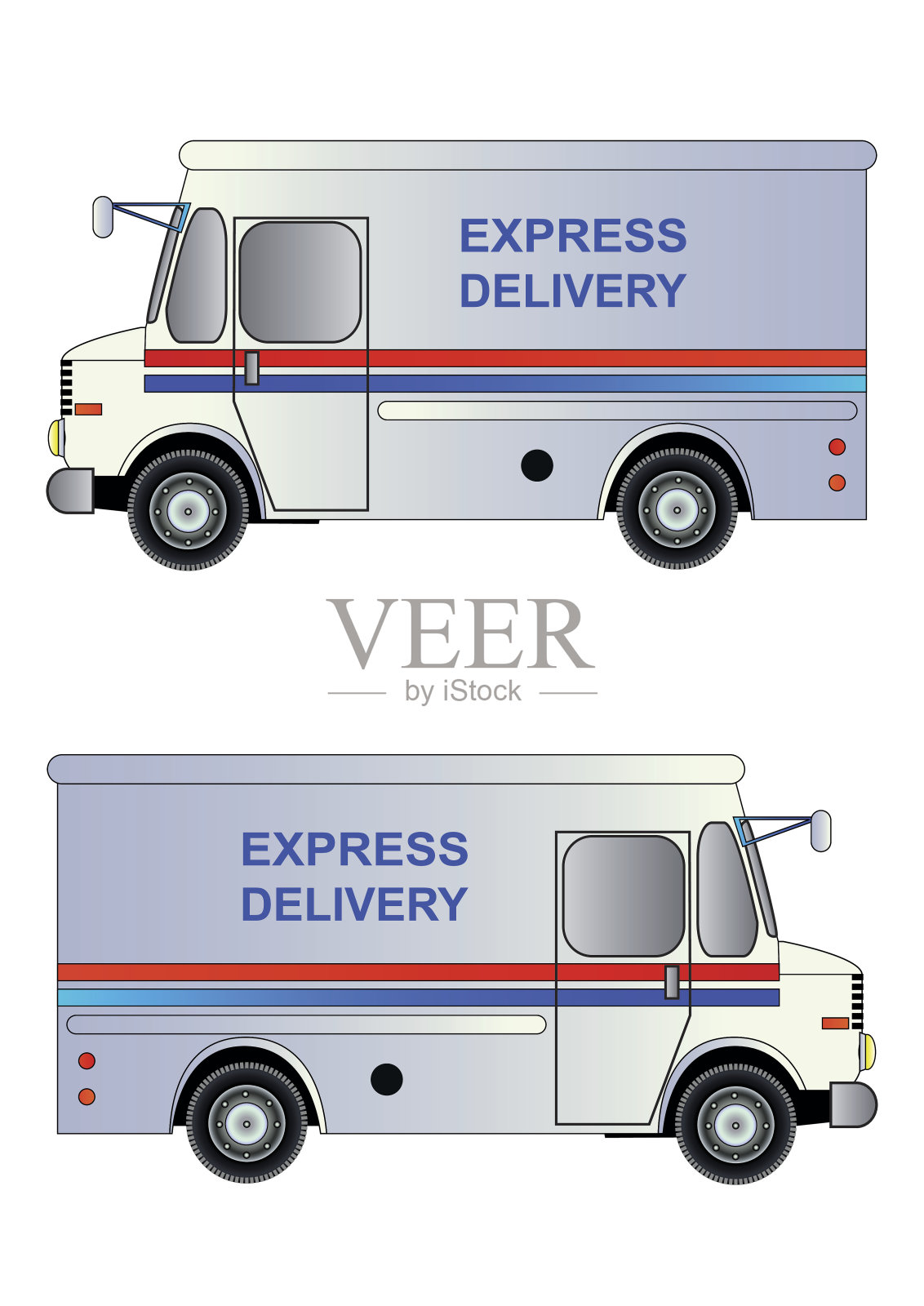 邮政服务卡车，孤立，带菌者插画图片素材