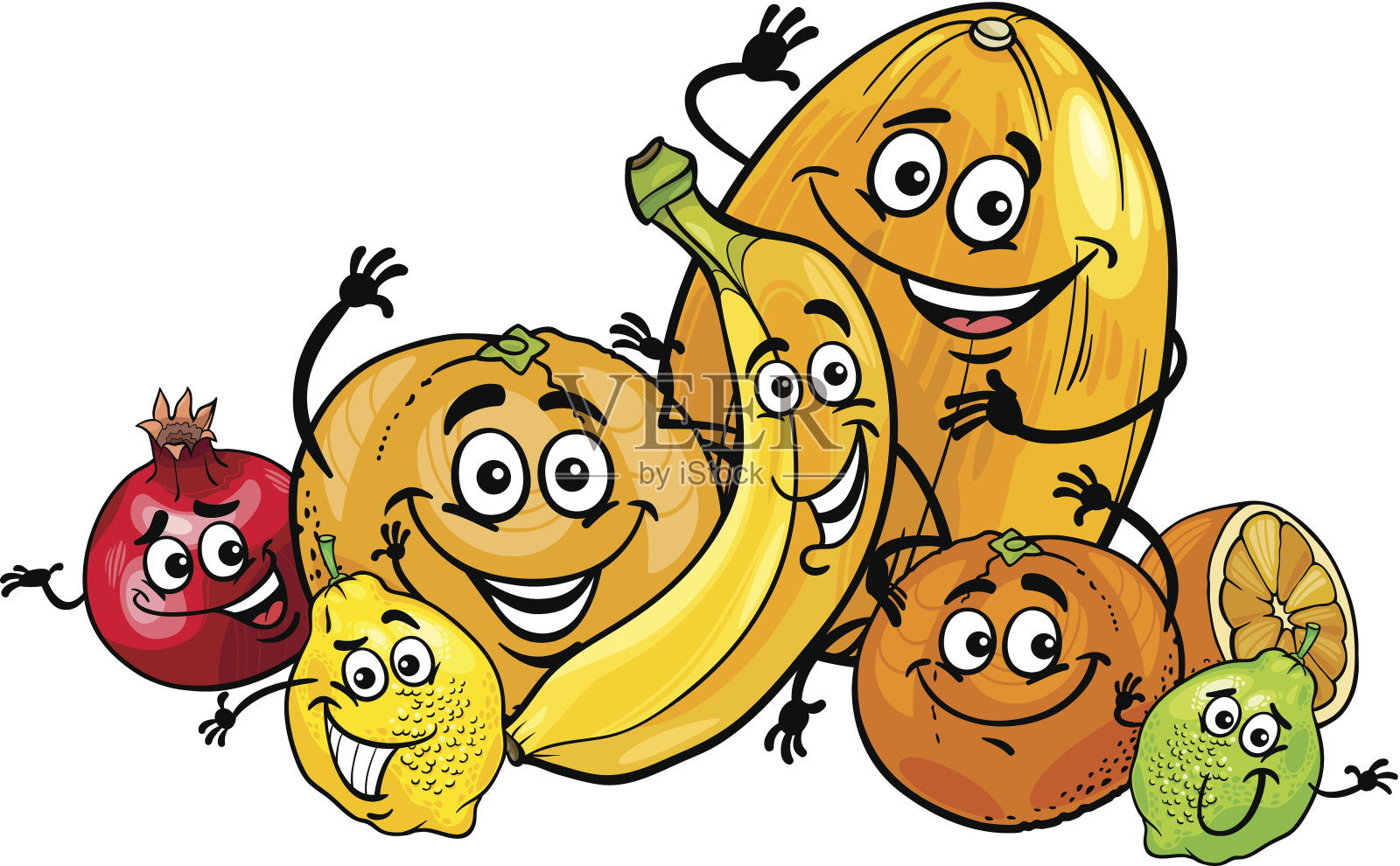 柑橘类水果组卡通插图插画图片素材