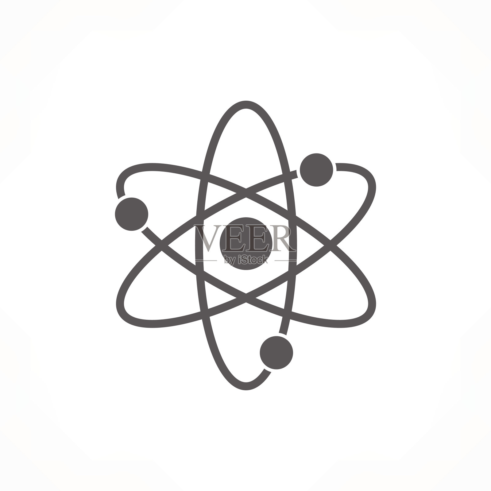 白色背景上的灰色原子图标插画图片素材