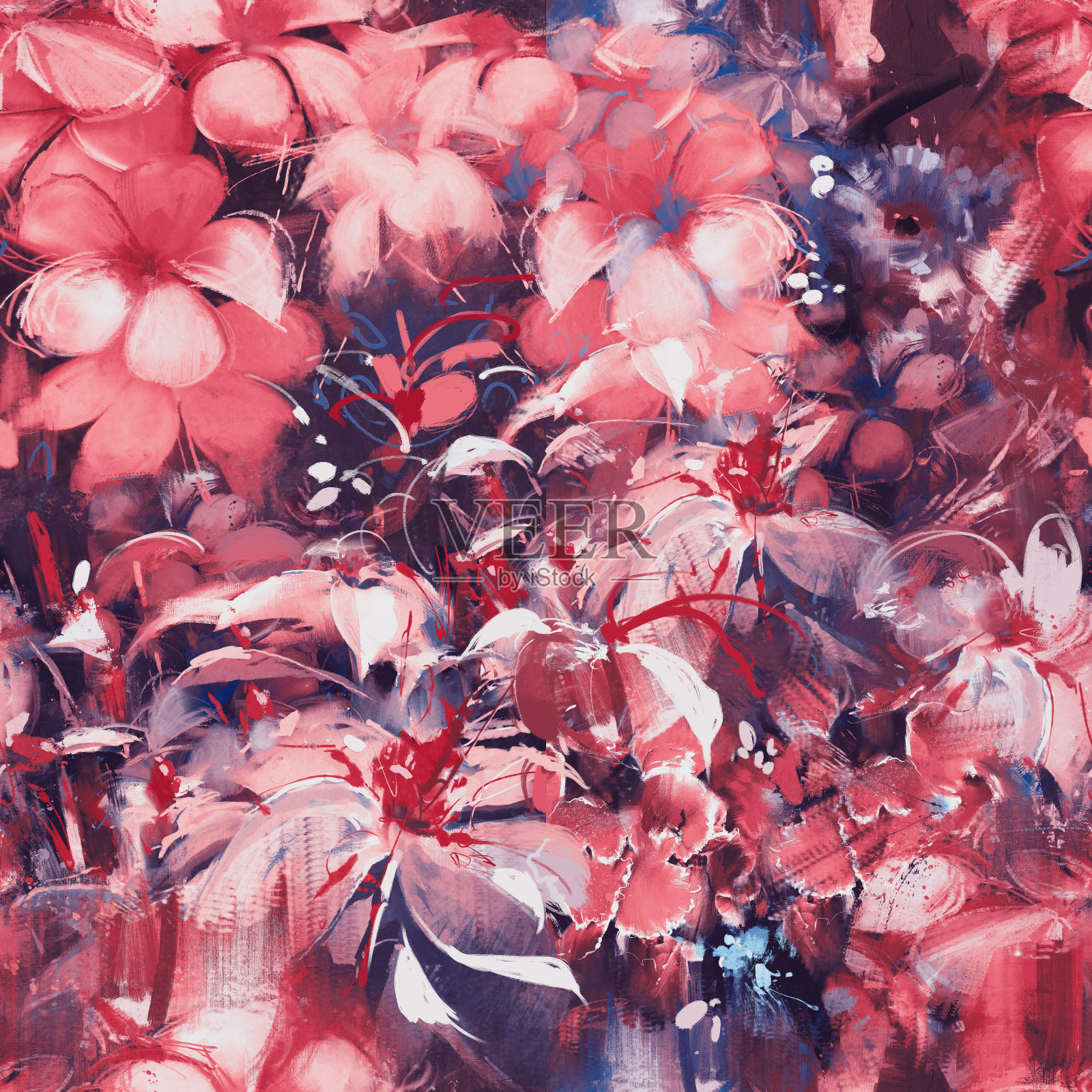 无缝的抽象的花朵插画图片素材