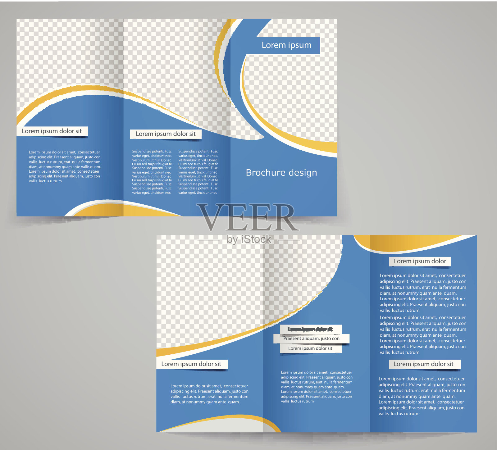 三叠商业宣传册模板，公司传单或封面设计设计模板素材