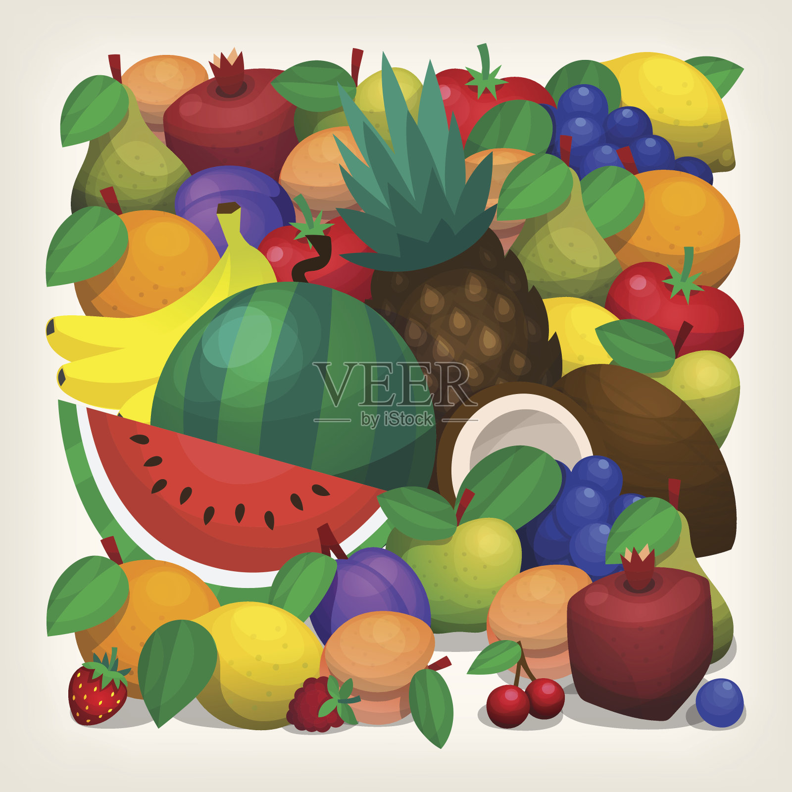 堆水果插画图片素材