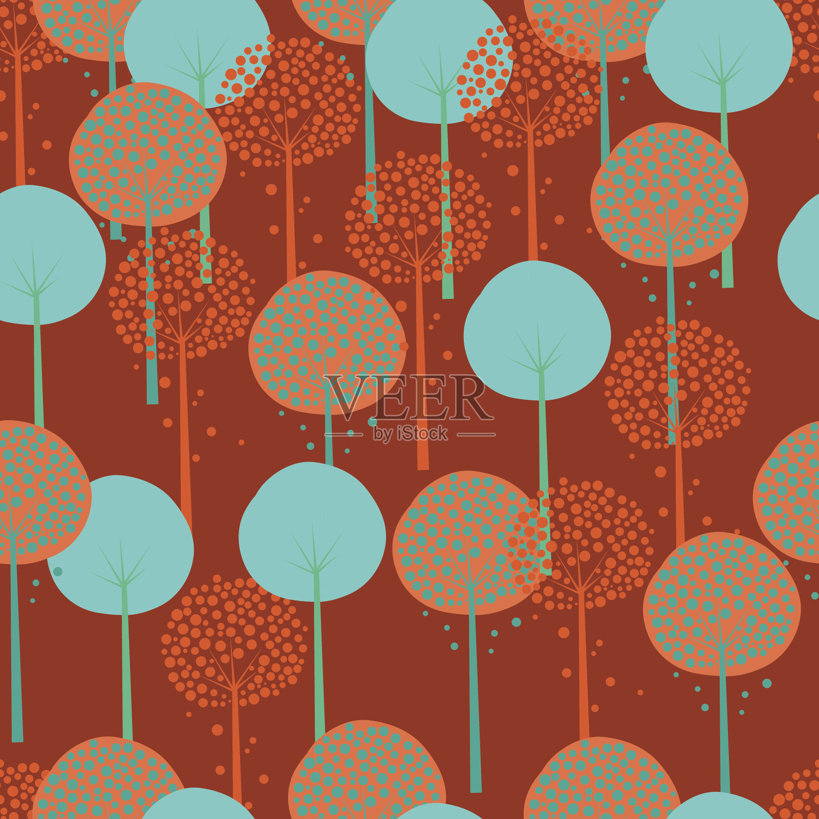 抽象树红无缝模式插画图片素材