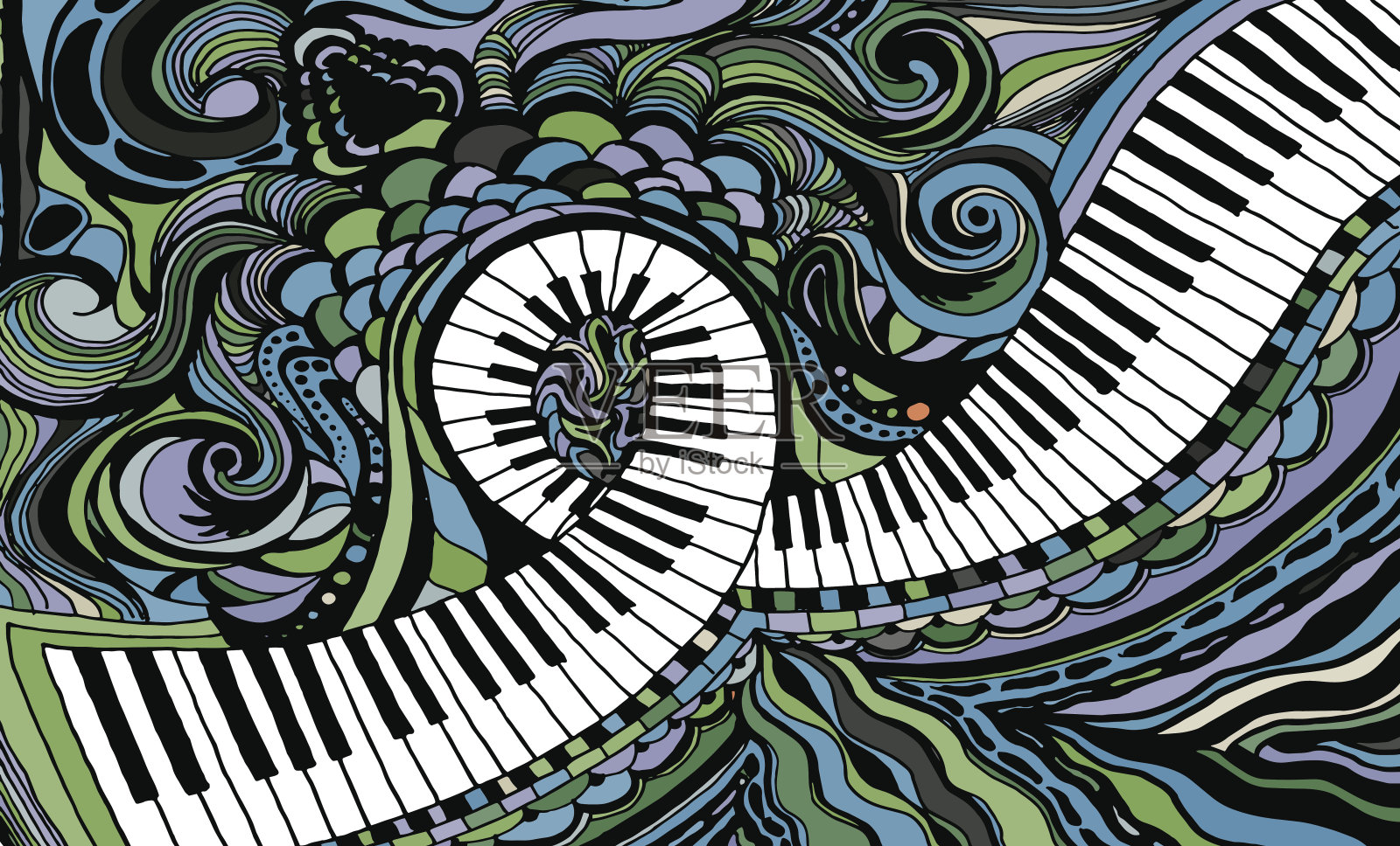 由钢琴琴键带组成的抽象彩色背景设计元素图片