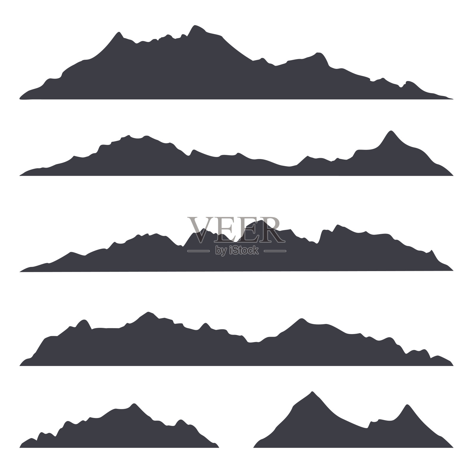 群山在白色的背景上显出轮廓插画图片素材