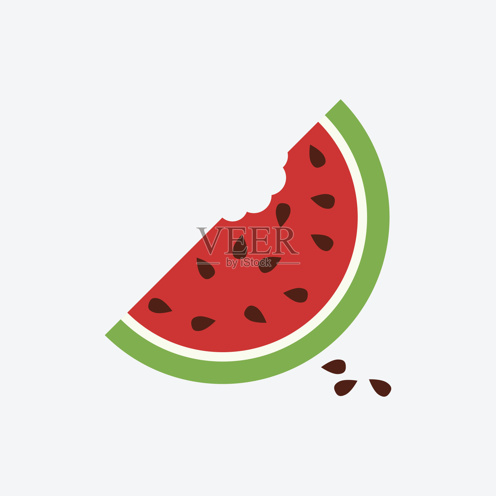 西瓜图标。白色背景上多汁的成熟水果插画图片素材