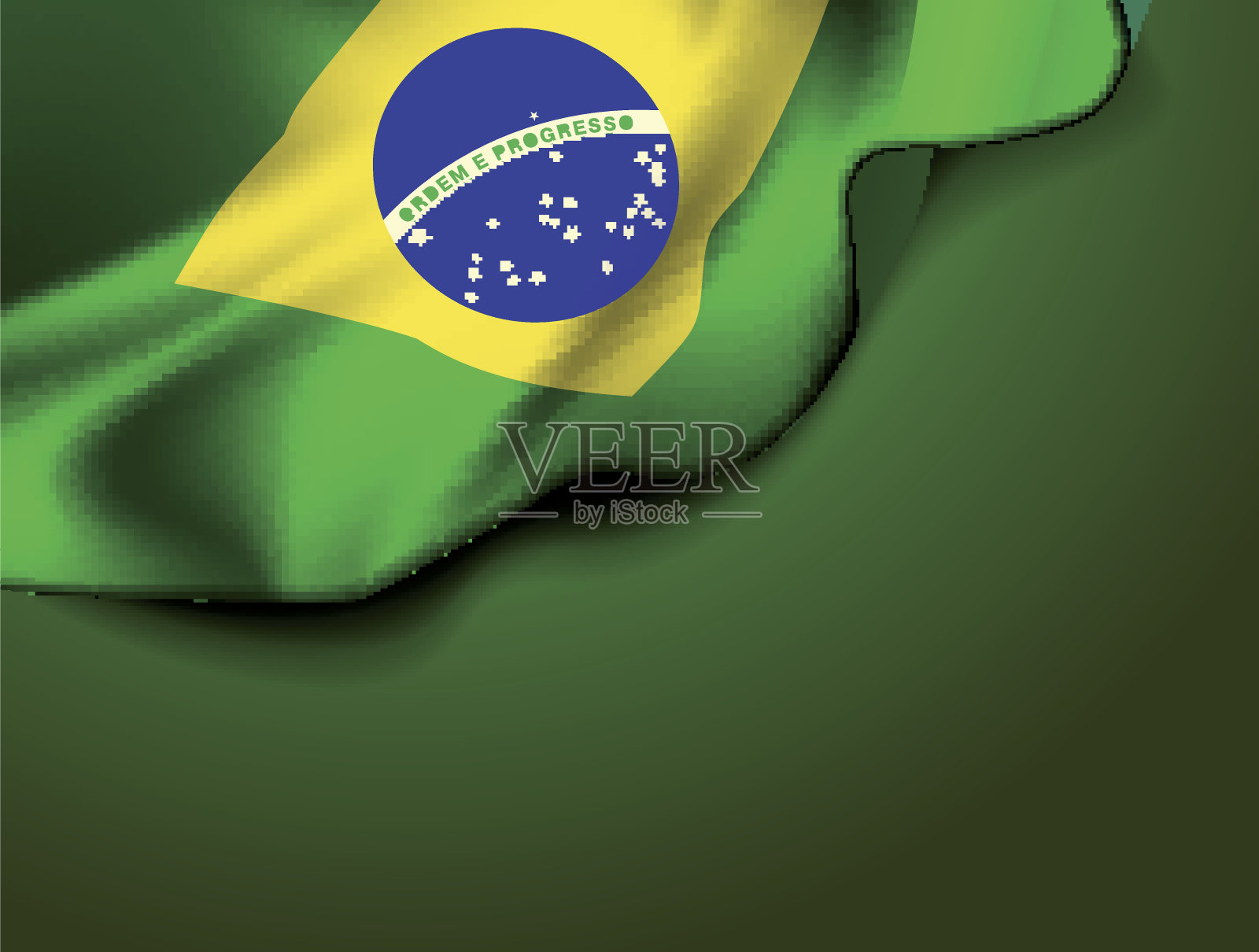 飘扬着南美巴西的旗帜插画图片素材