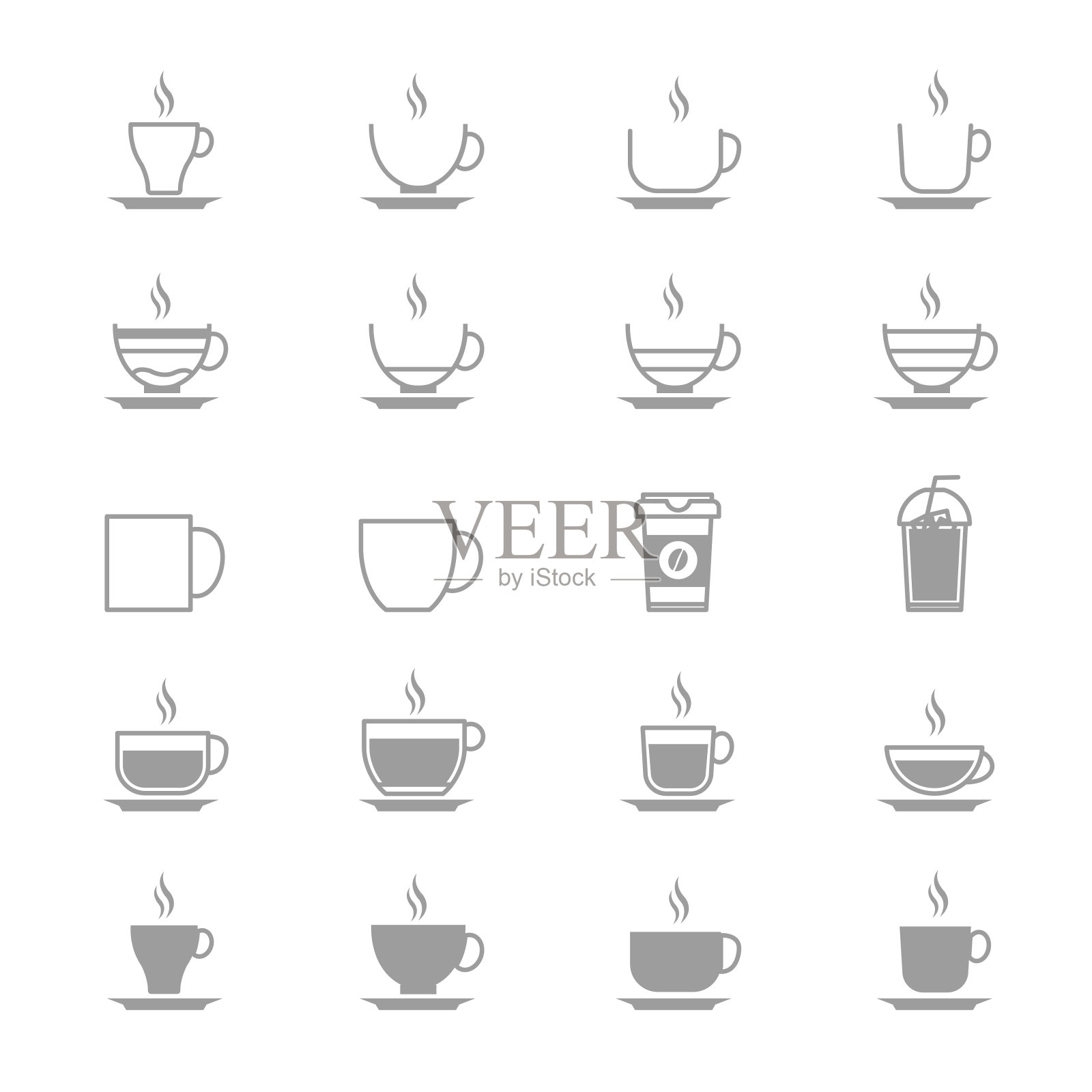 向量设计插图的咖啡杯向量图标线集插画图片素材