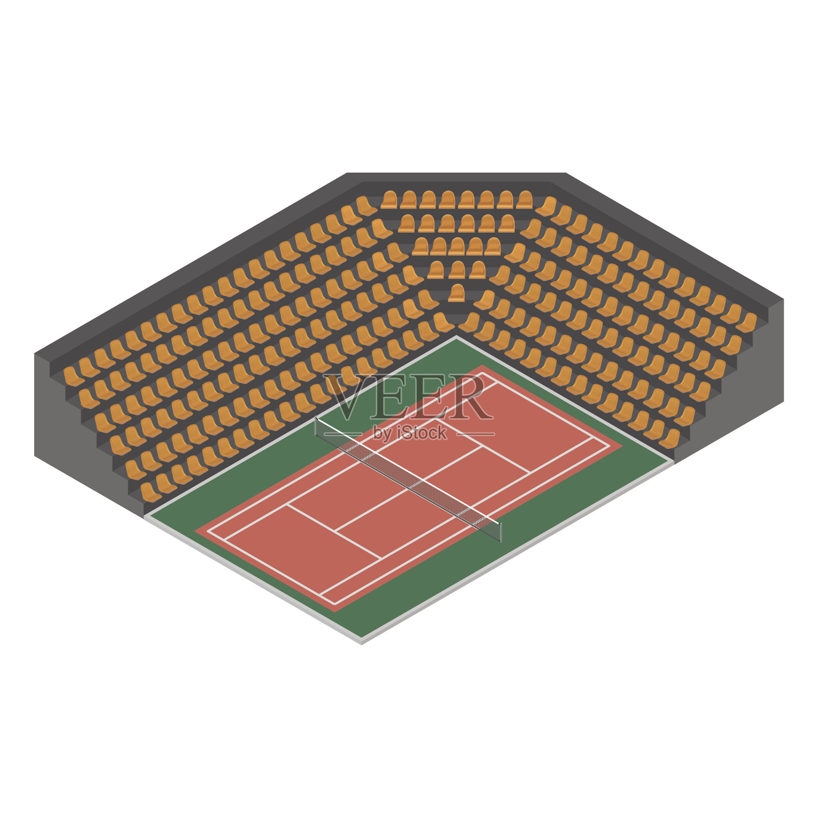 网球场等距，矢量图。插画图片素材