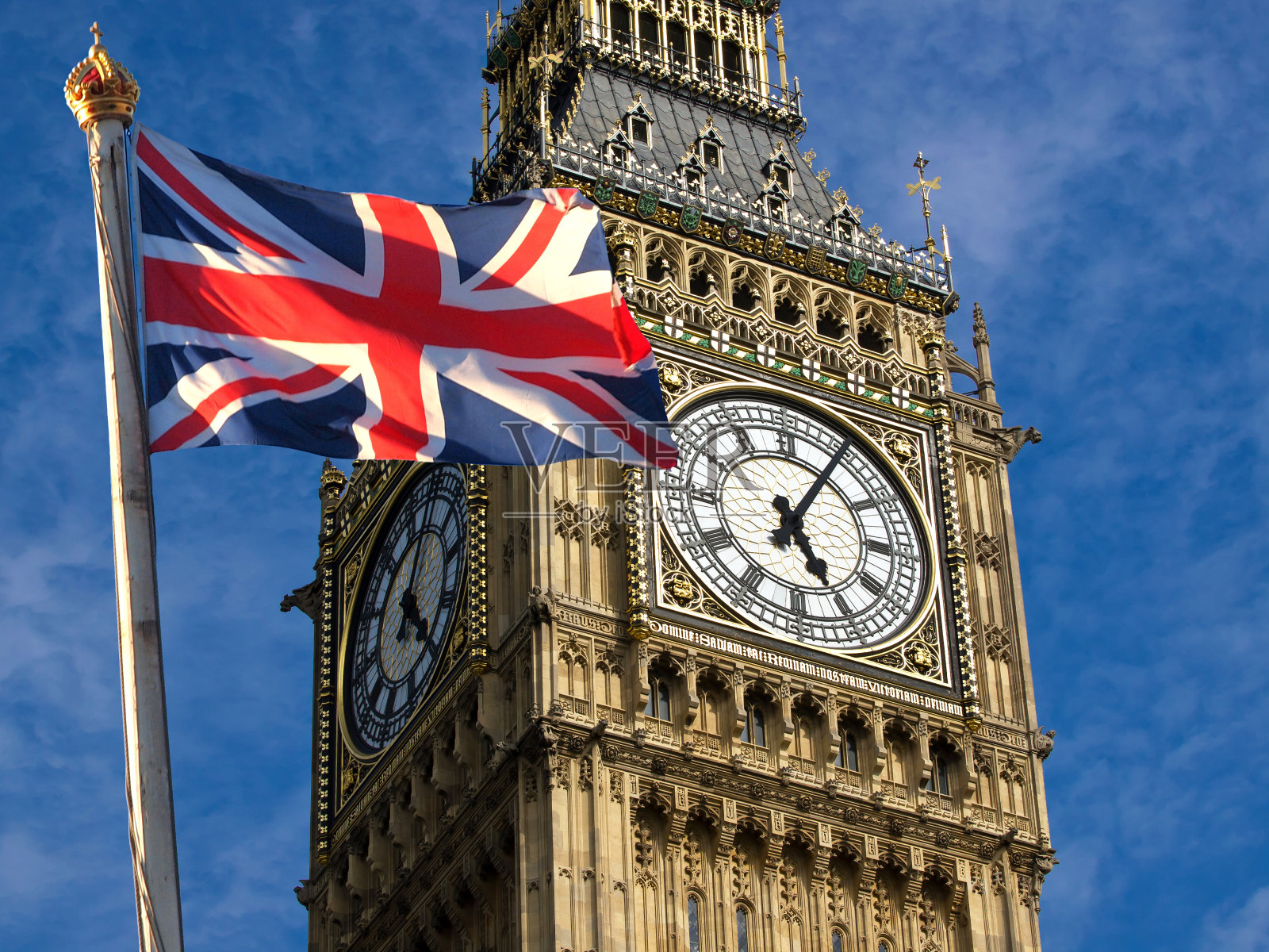 英国的大本钟和英国国旗照片摄影图片